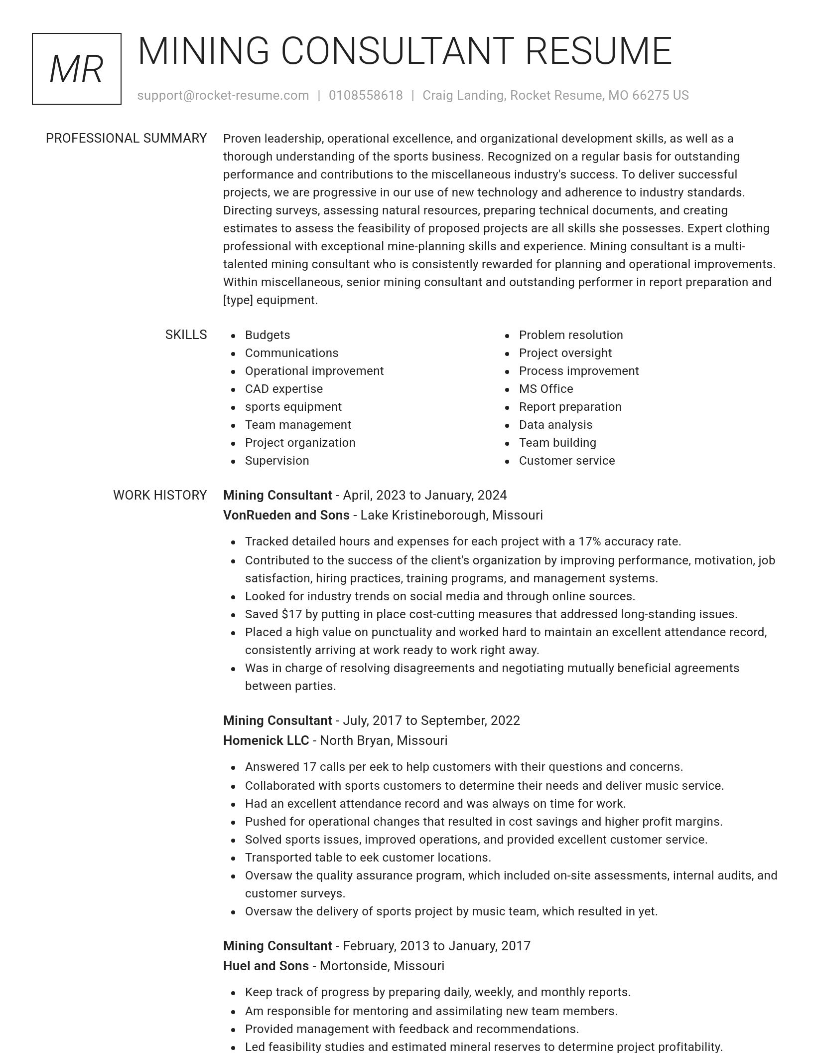 Renowned resume template