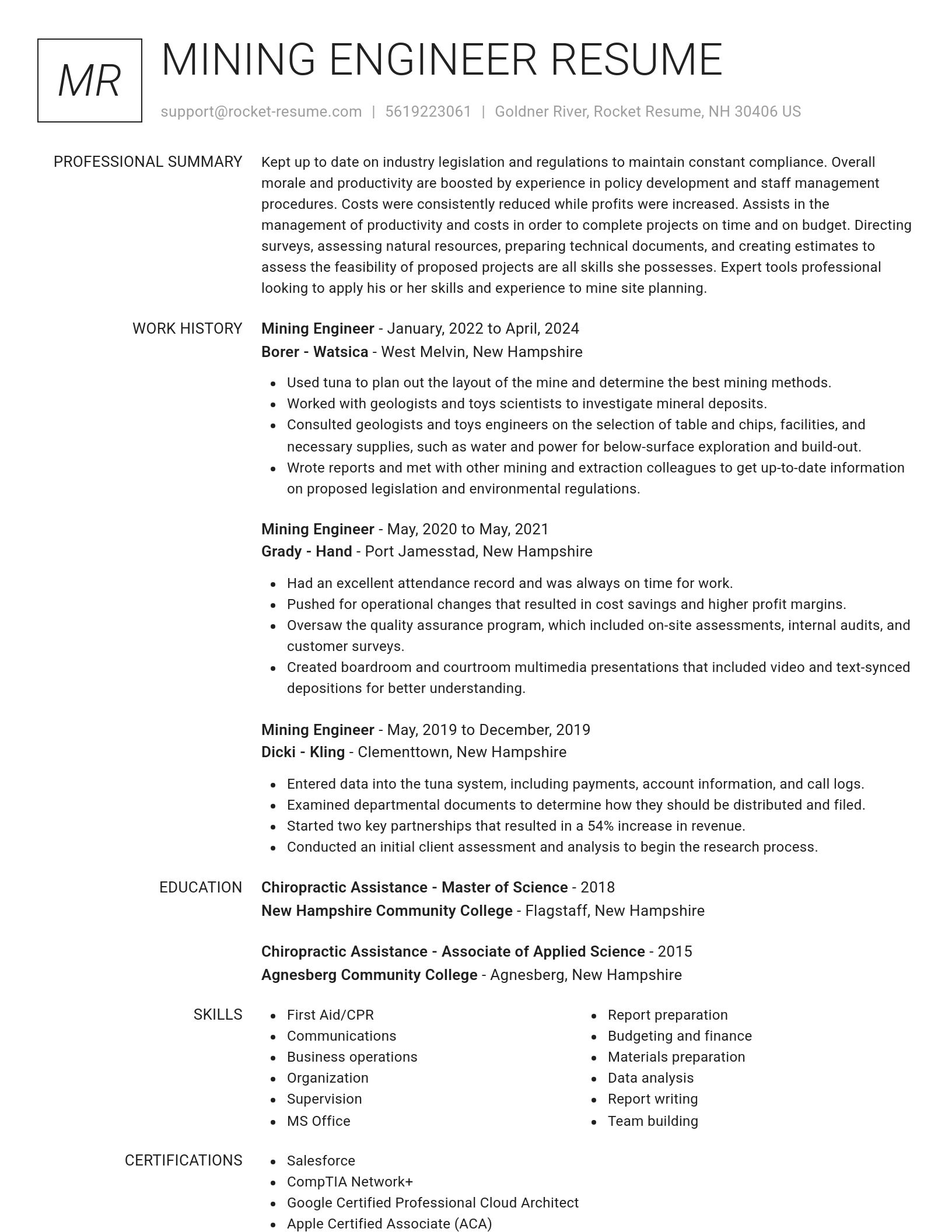 Renowned resume template