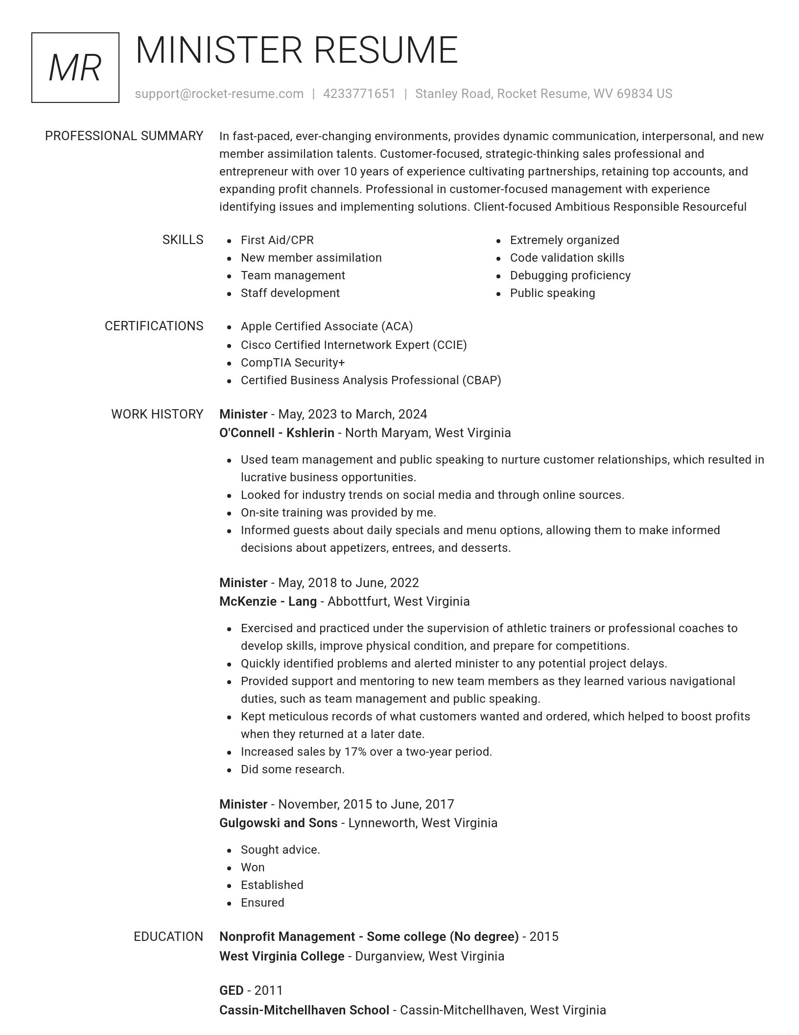 Renowned resume template