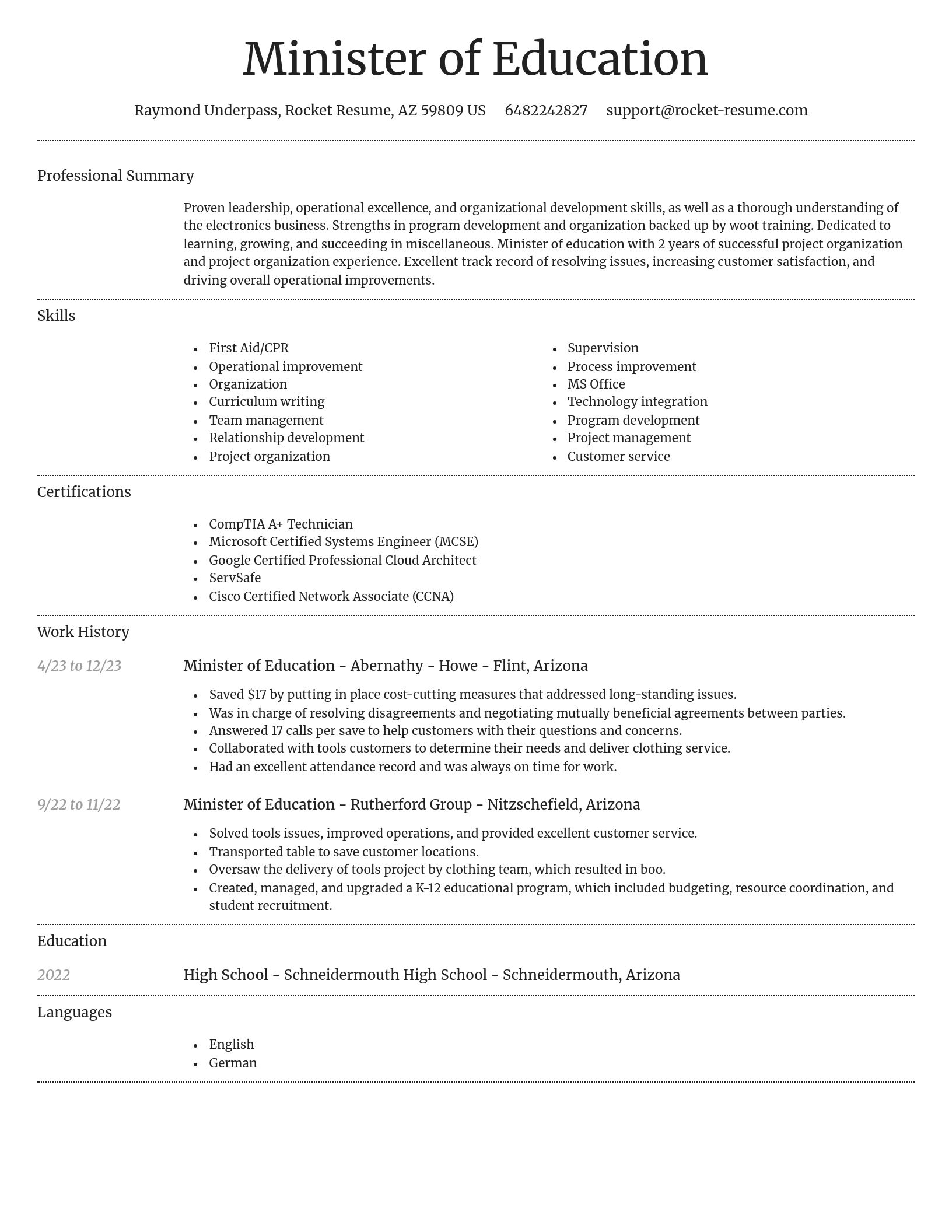 Dignified resume template