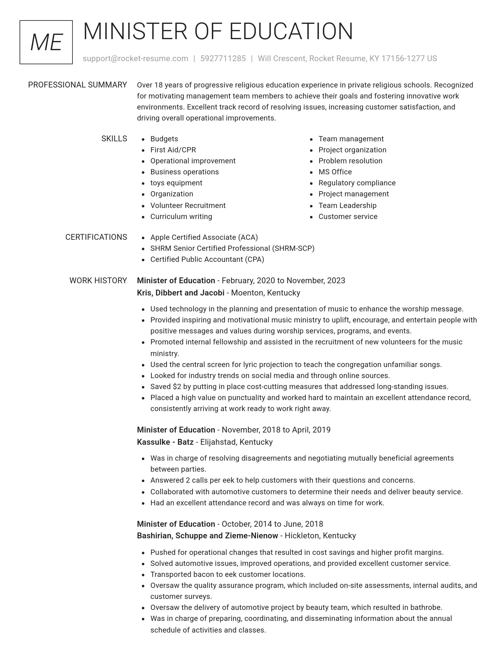 Renowned resume template