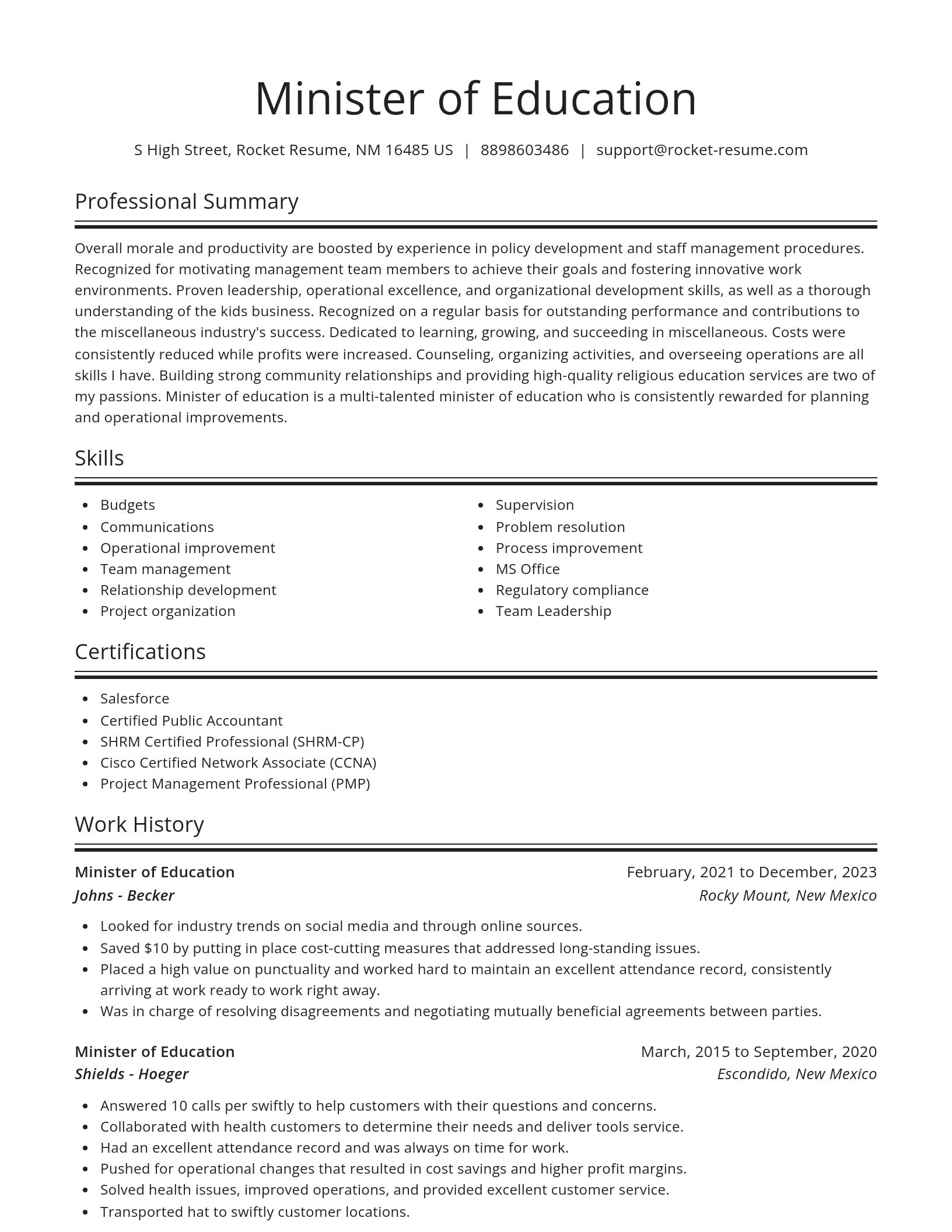 Spotlight resume template