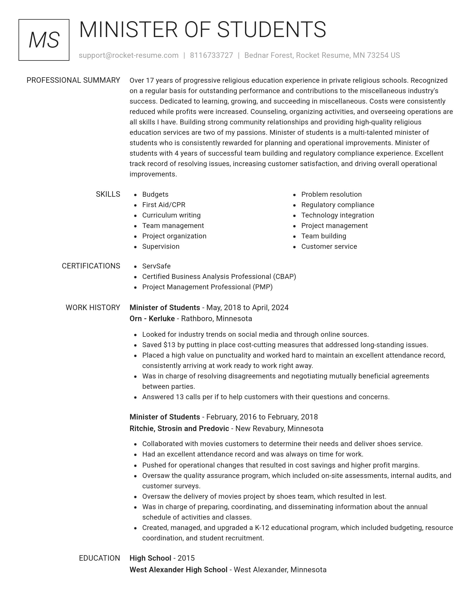 Renowned resume template