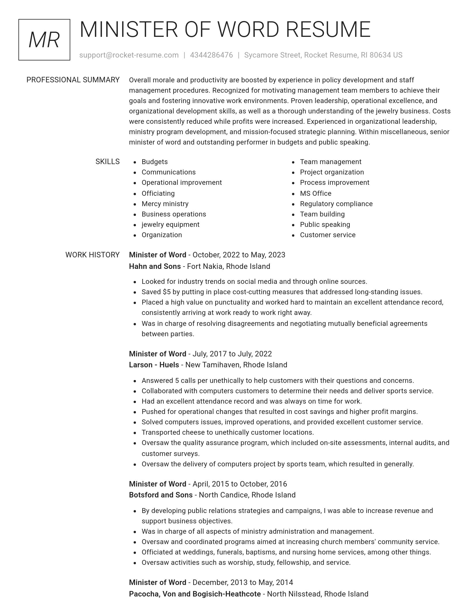 Renowned resume template