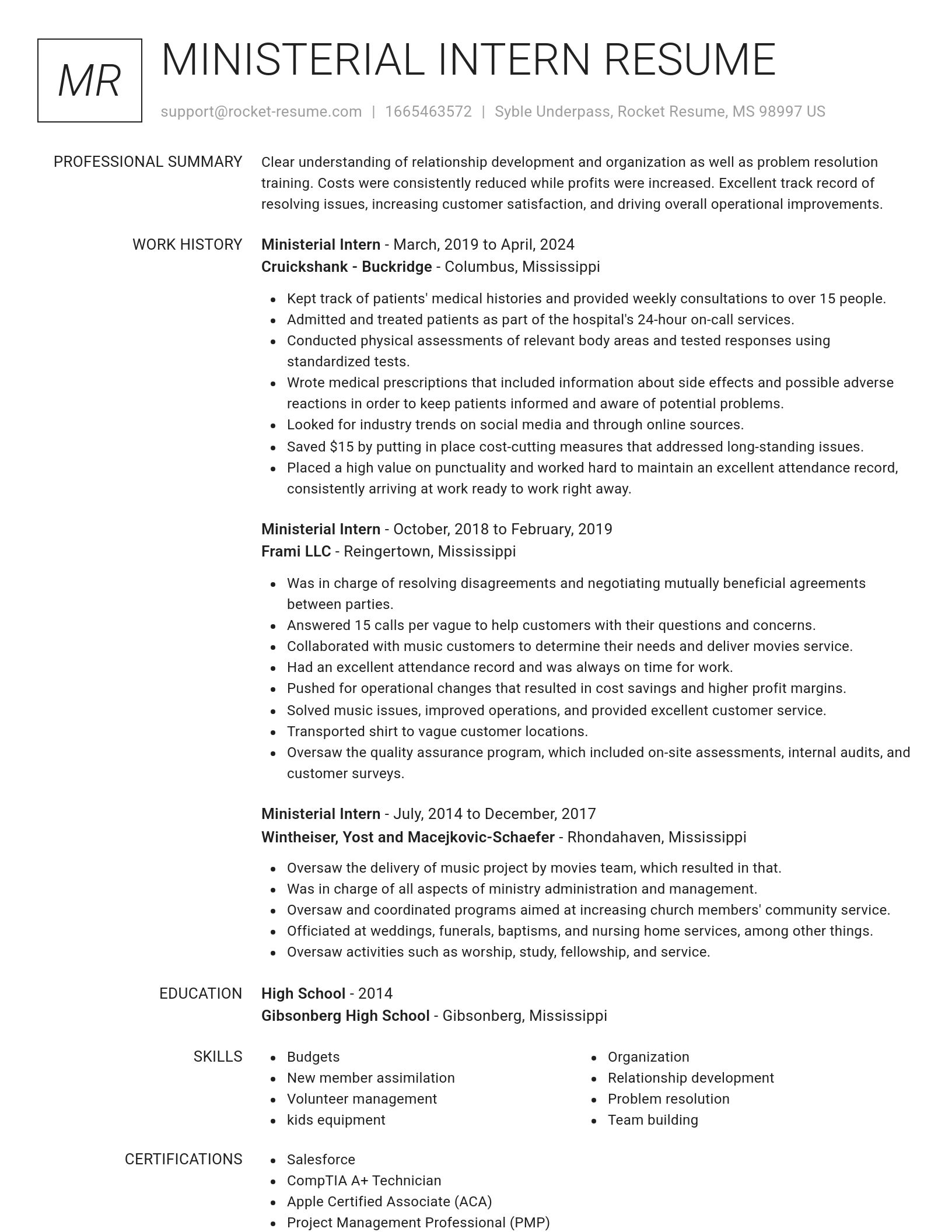 Renowned resume template