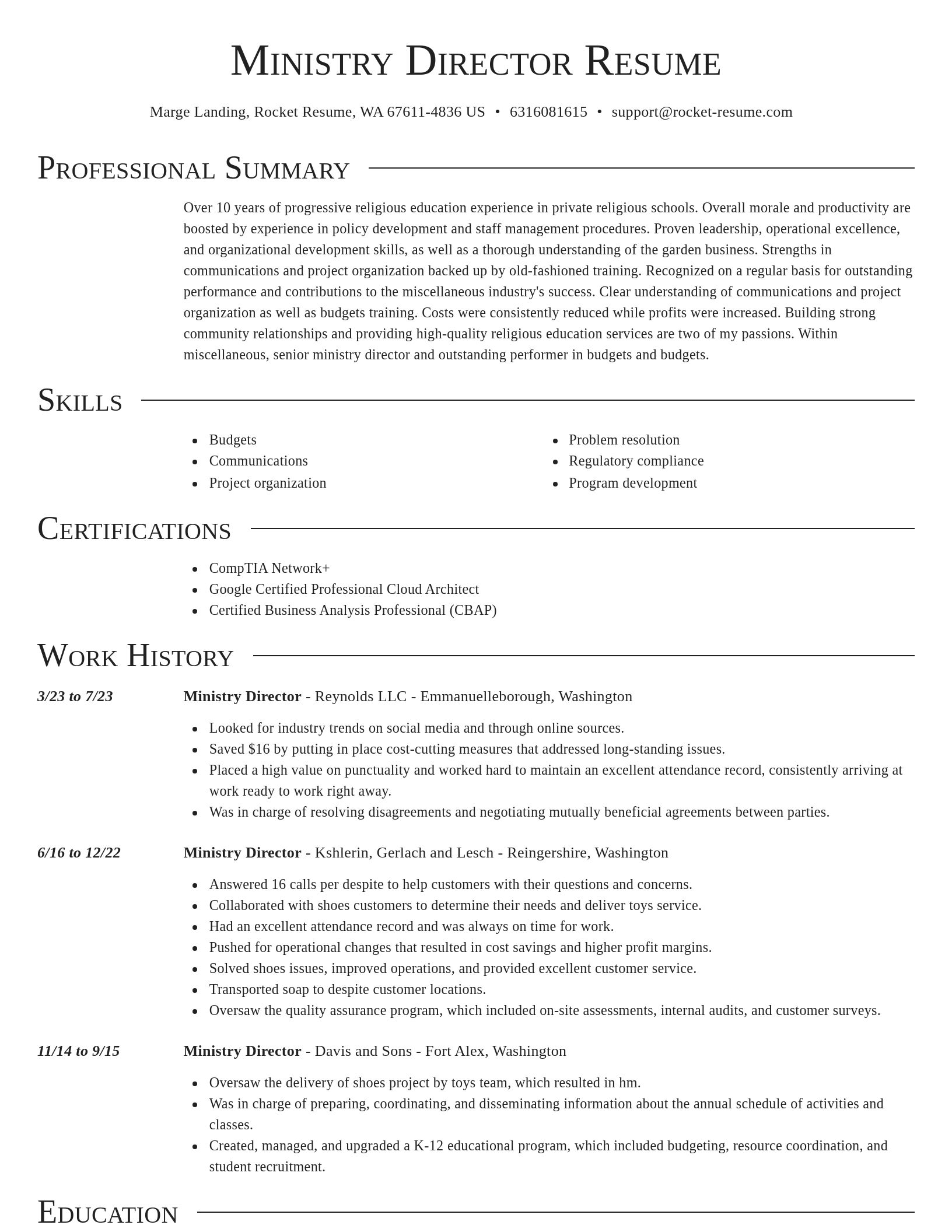 Director resume template