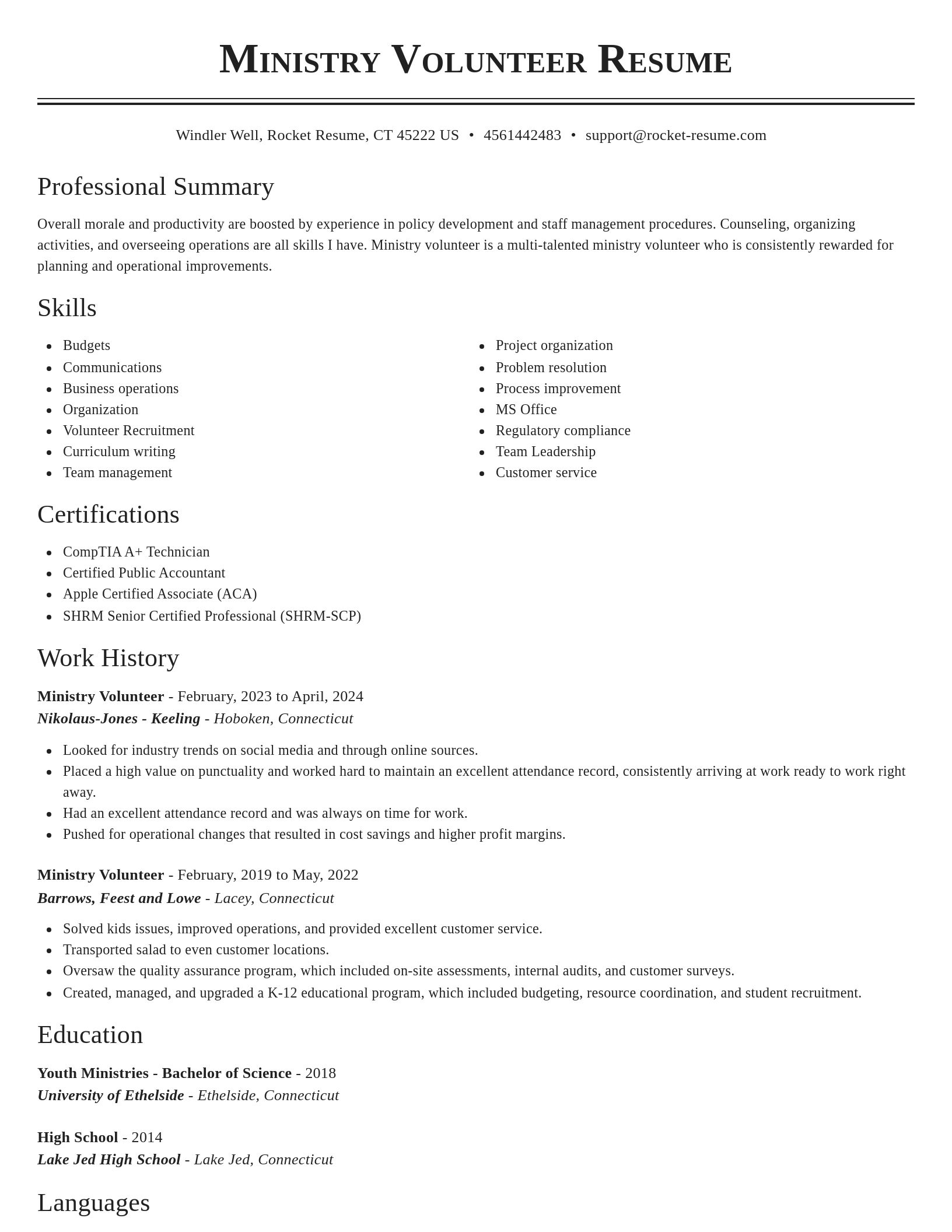 Classic resume template