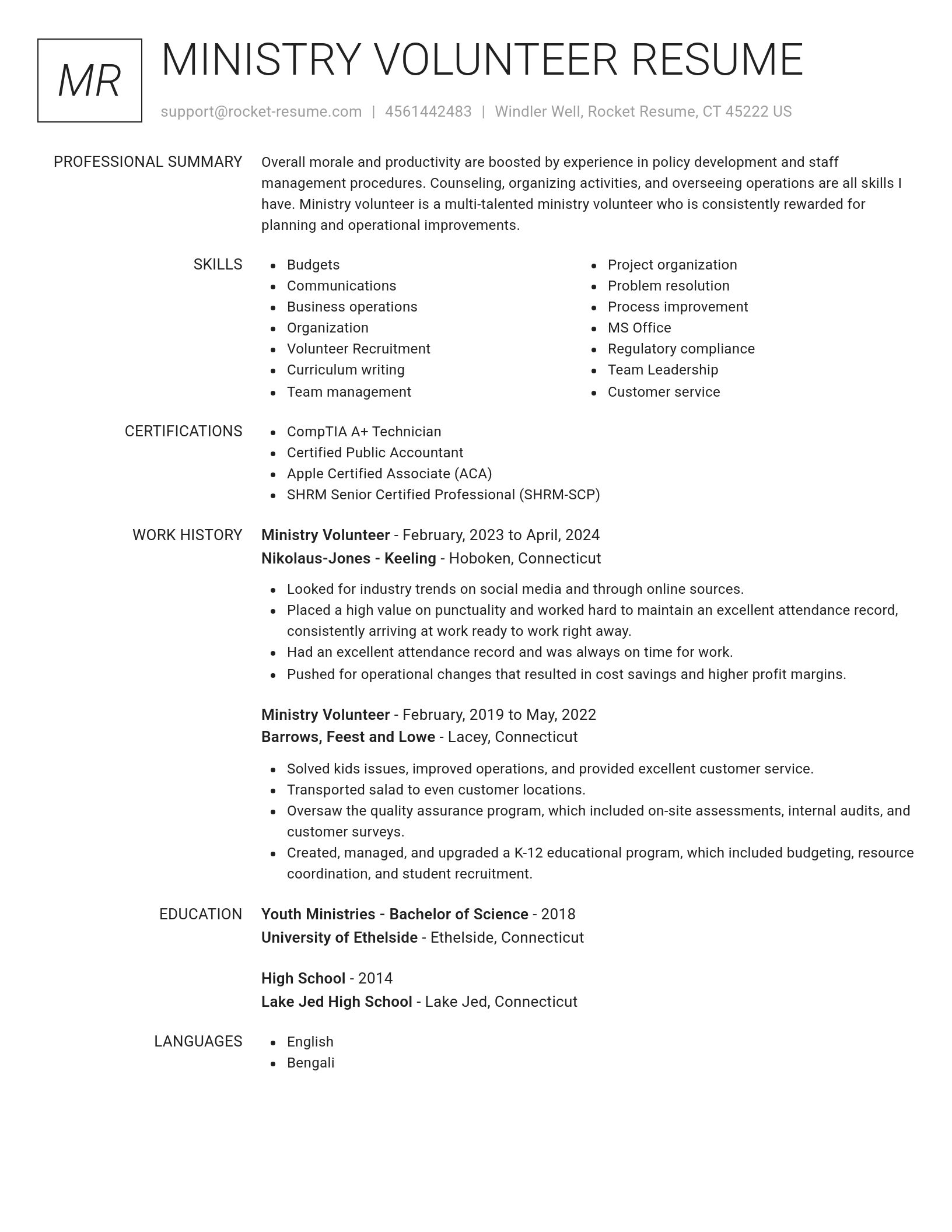 Renowned resume template
