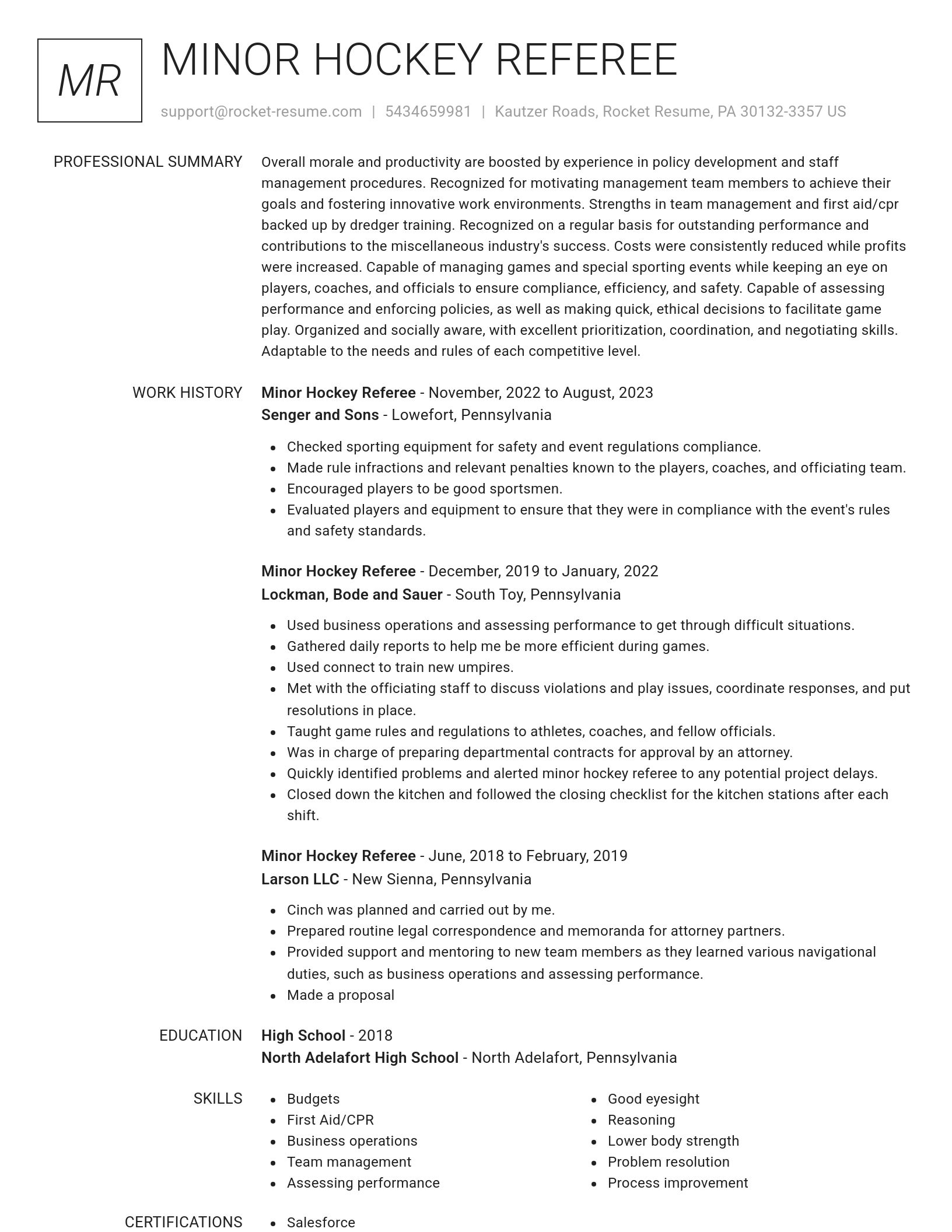 Renowned resume template