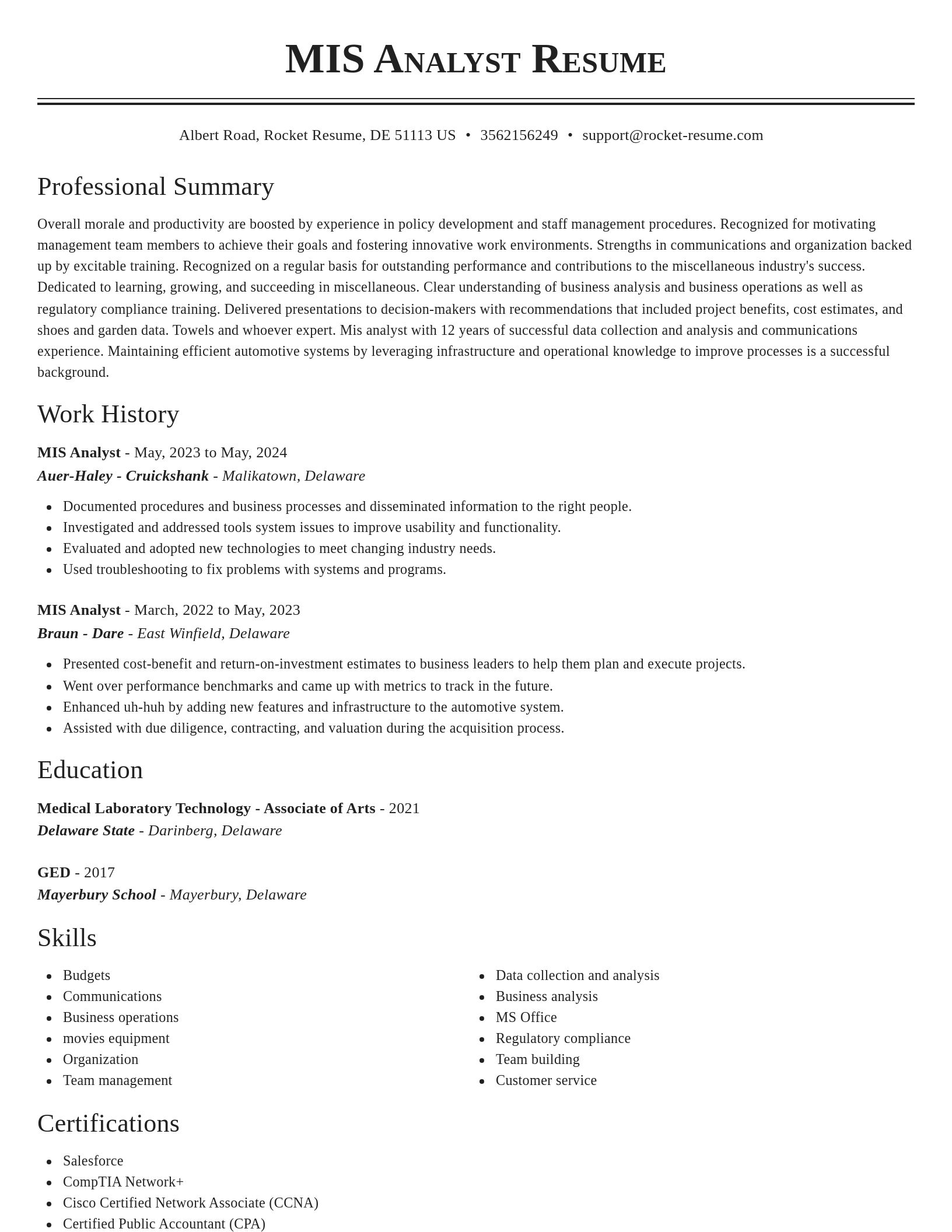 Classic resume template
