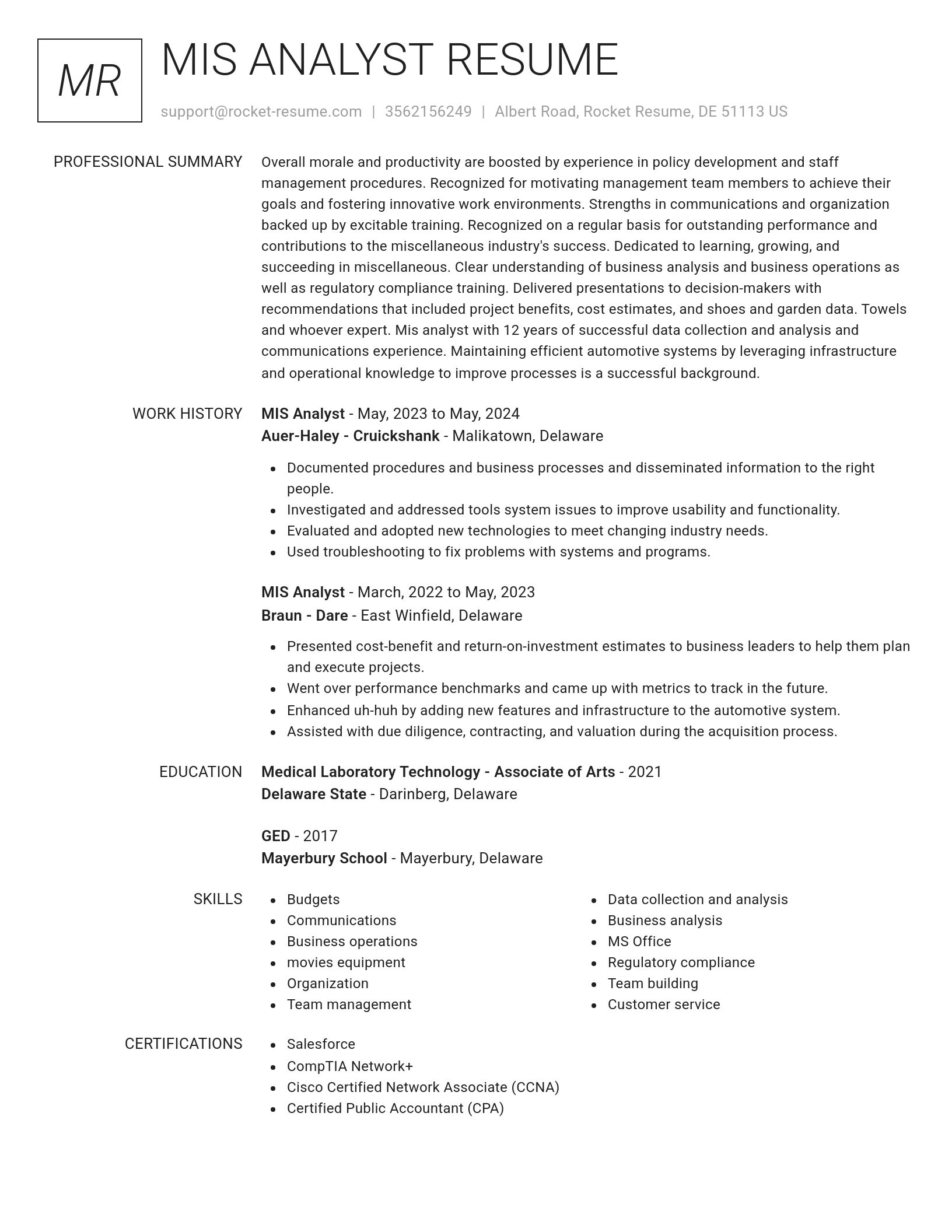 Renowned resume template