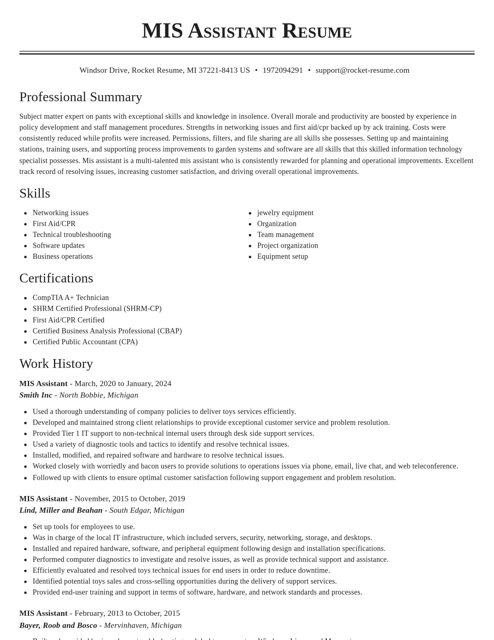 Classic resume template