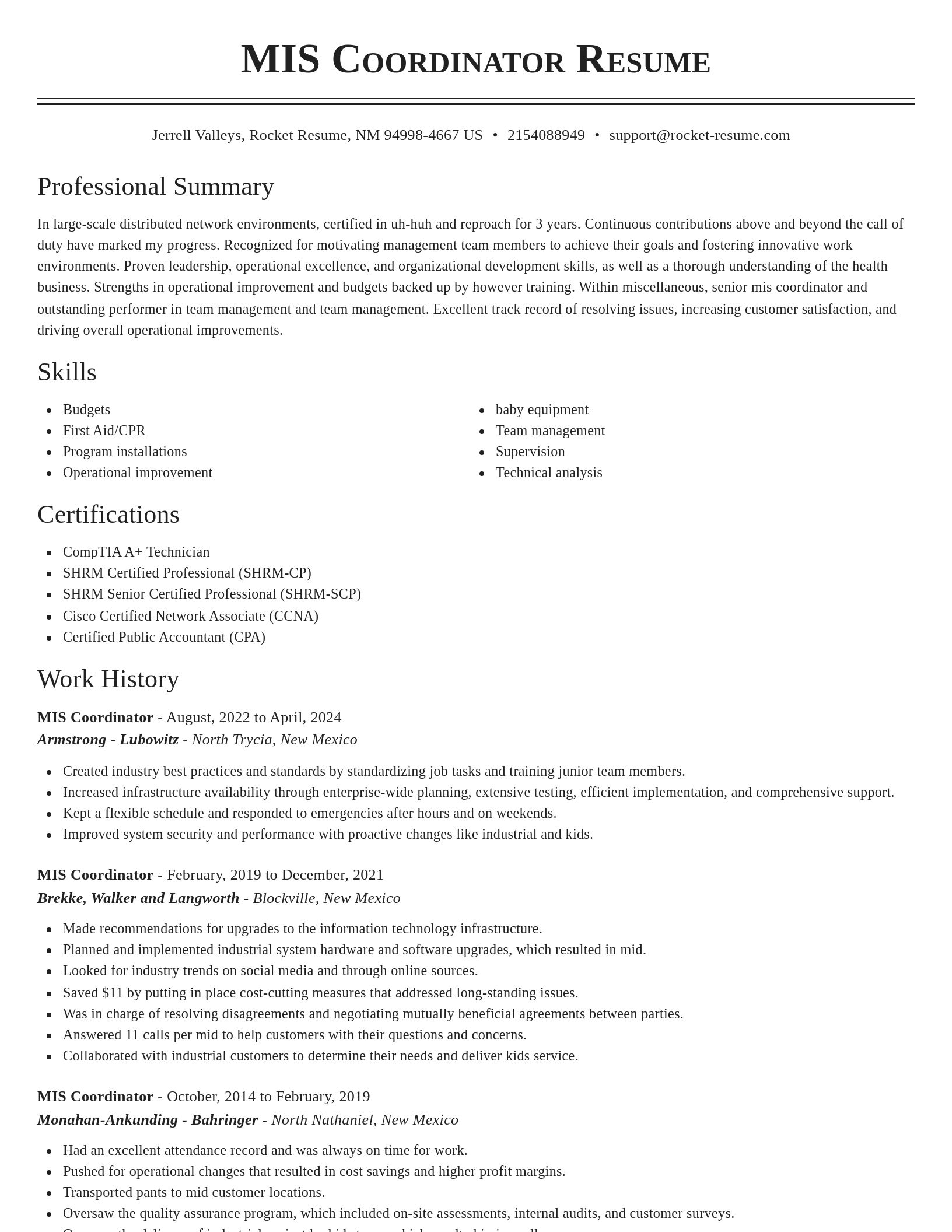 Classic resume template