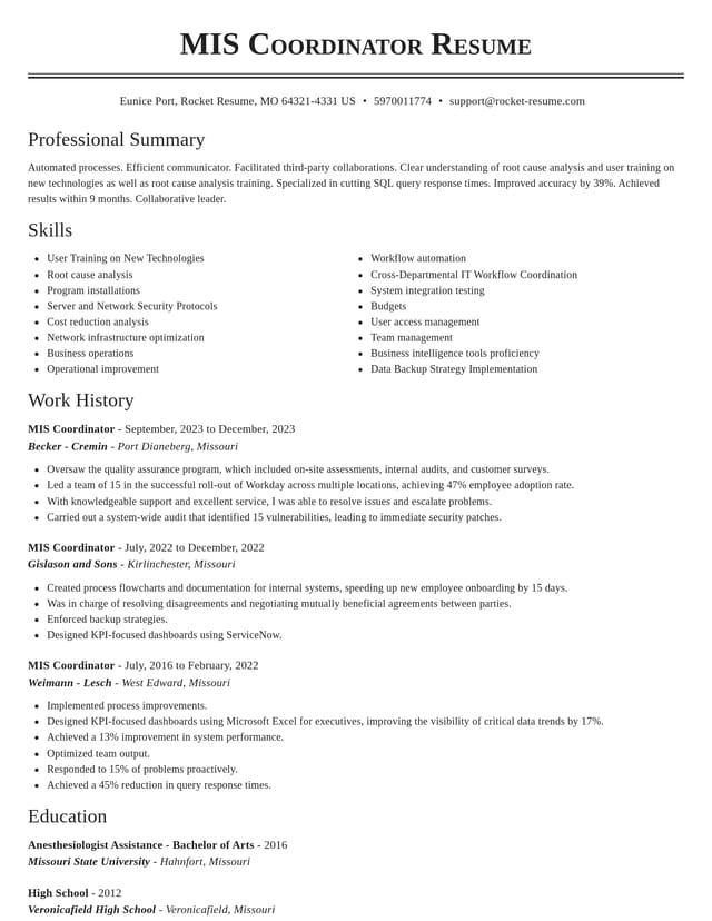 Classic resume template