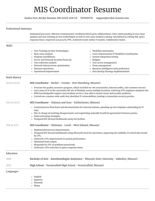 Dignified resume template