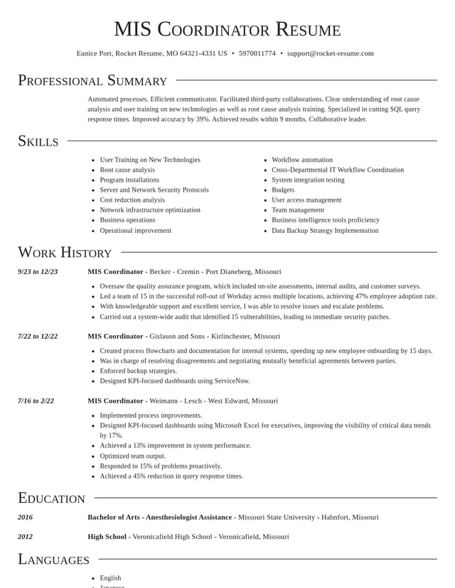 Director resume template