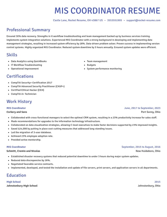 Novel resume template