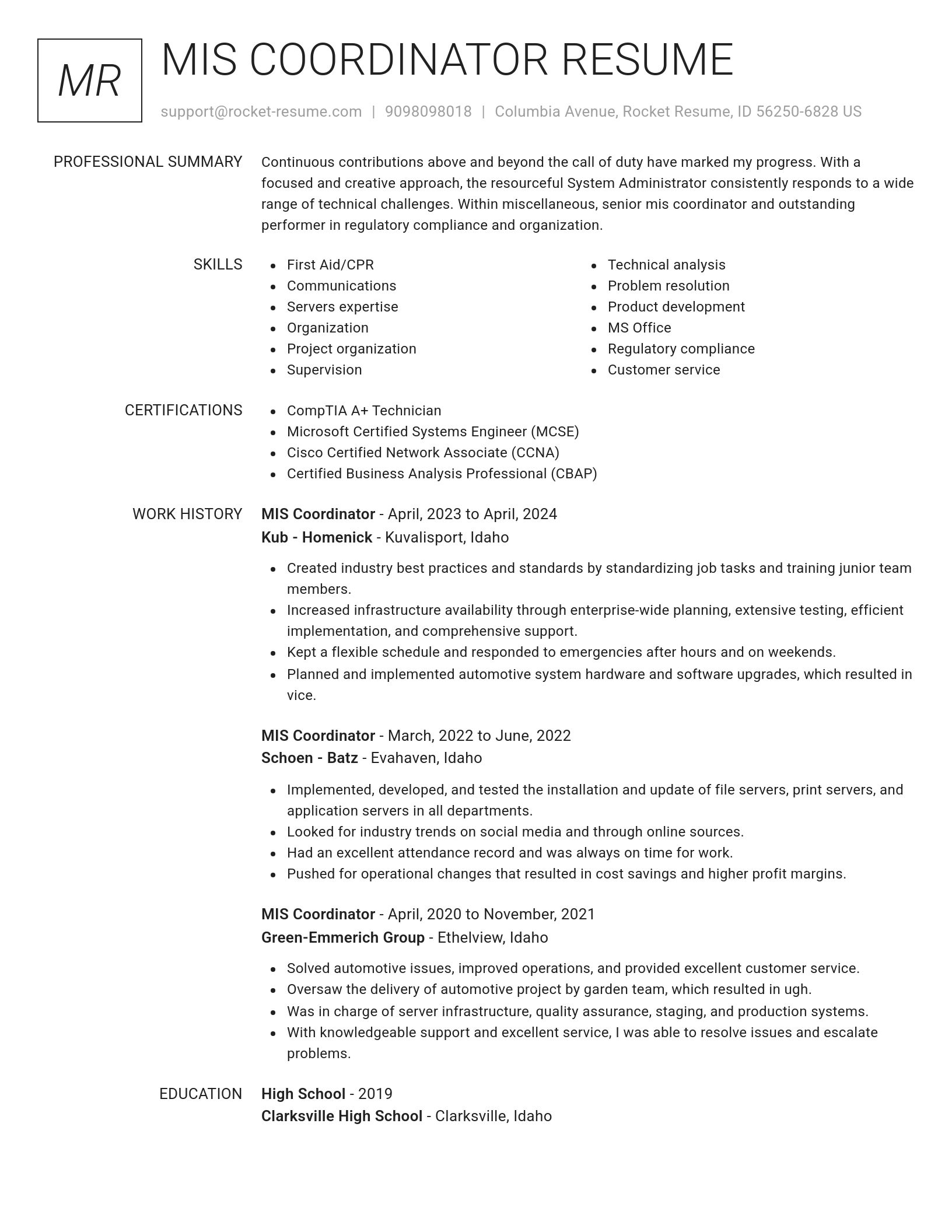 Renowned resume template