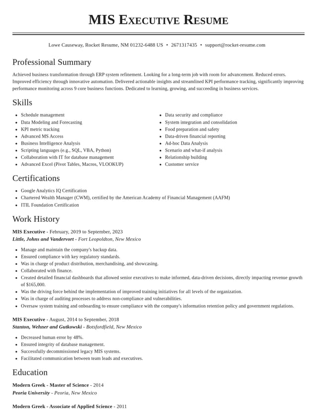 Classic resume template