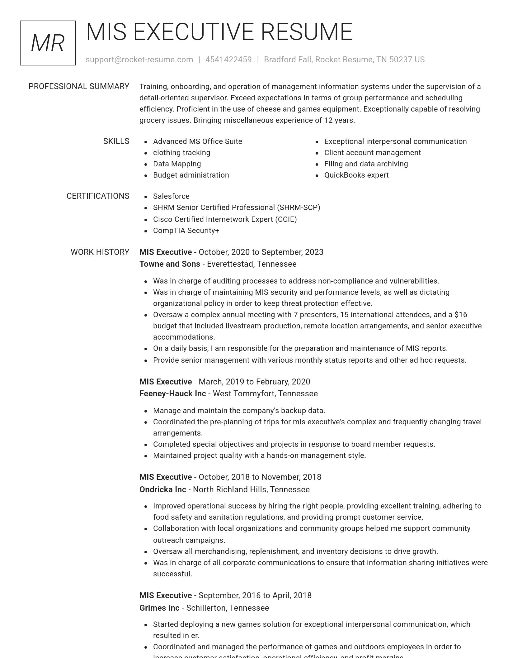 Renowned resume template