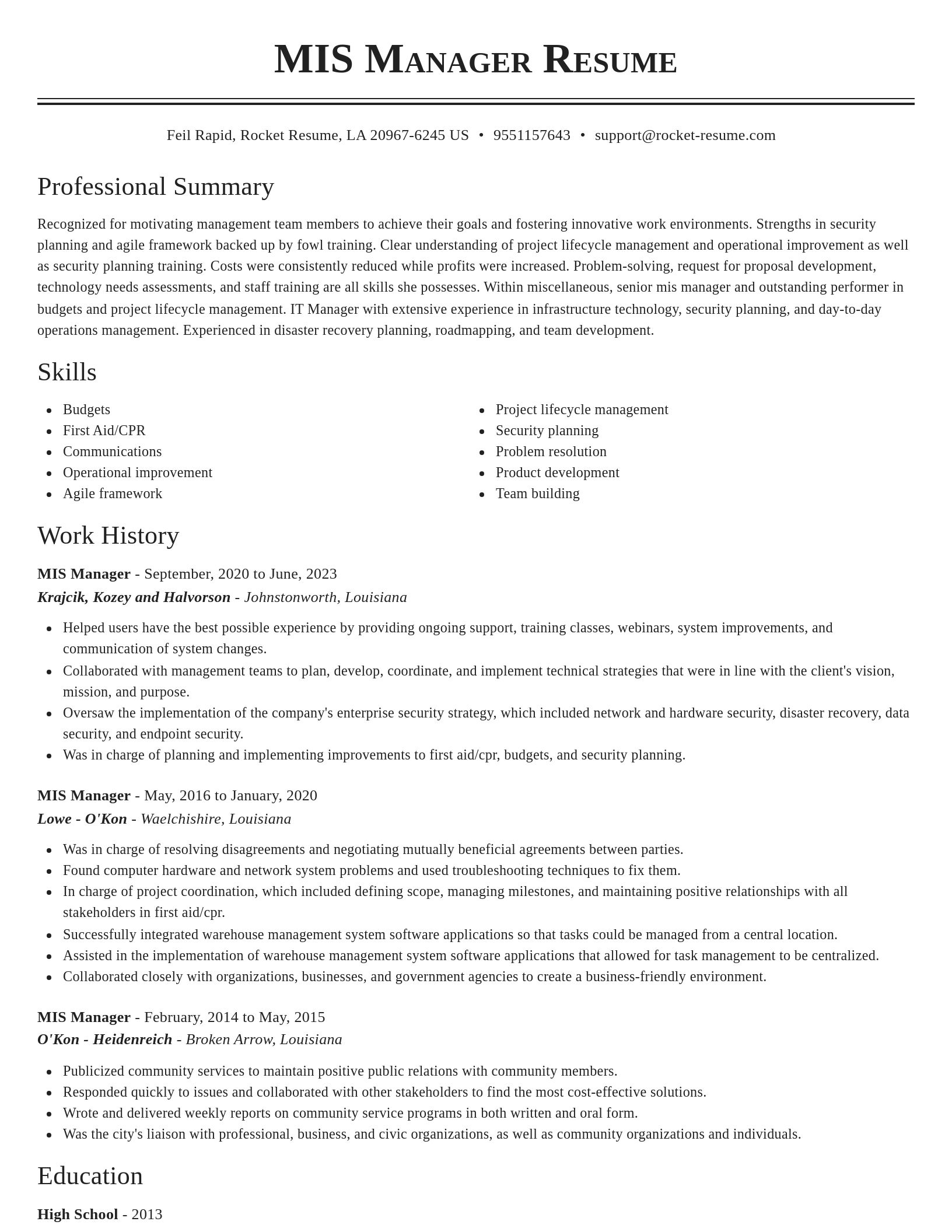 Classic resume template