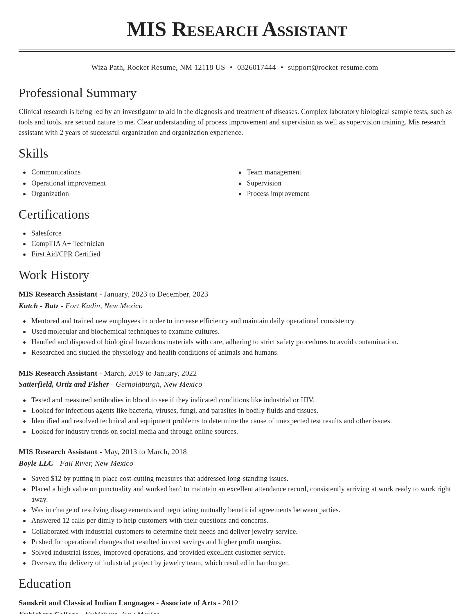 Classic resume template