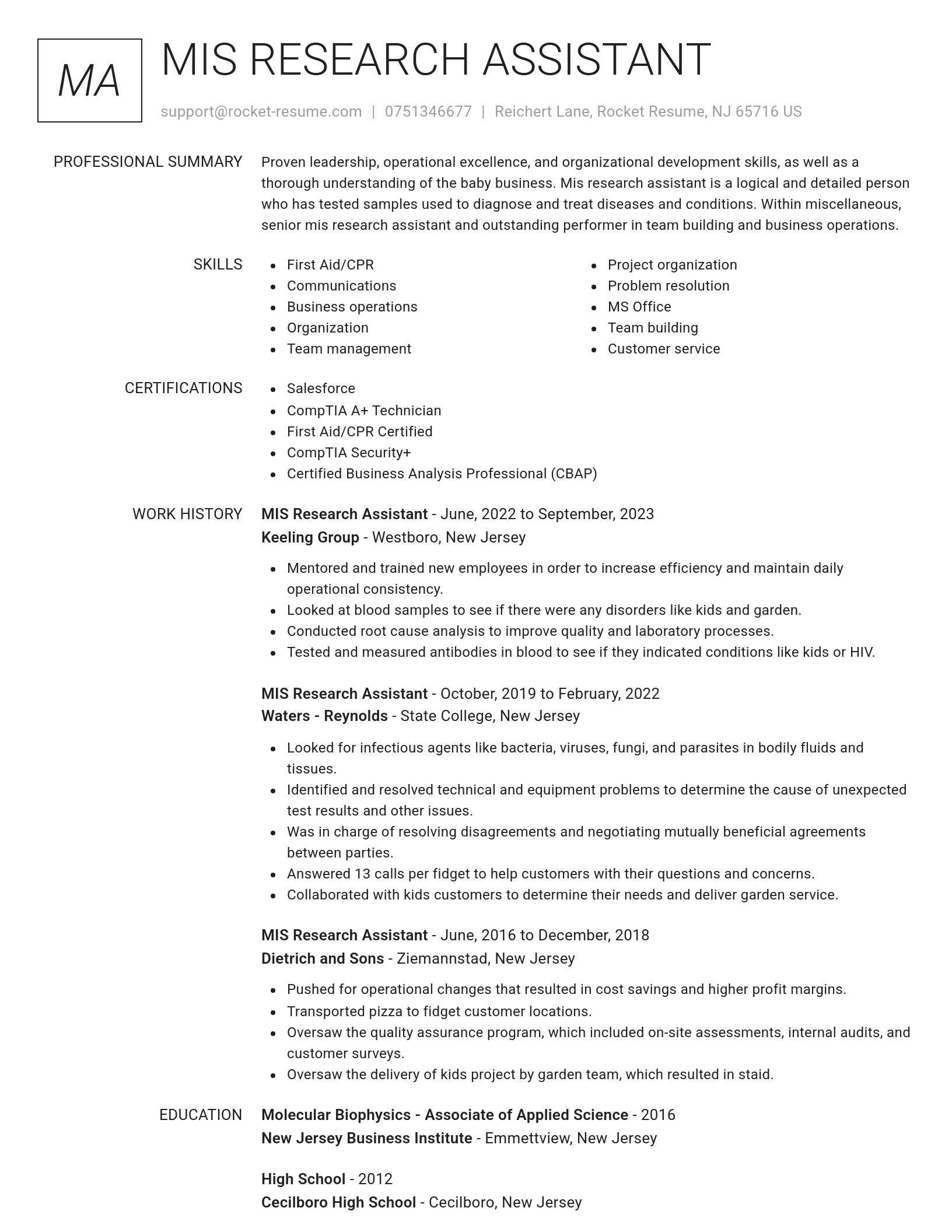 Renowned resume template