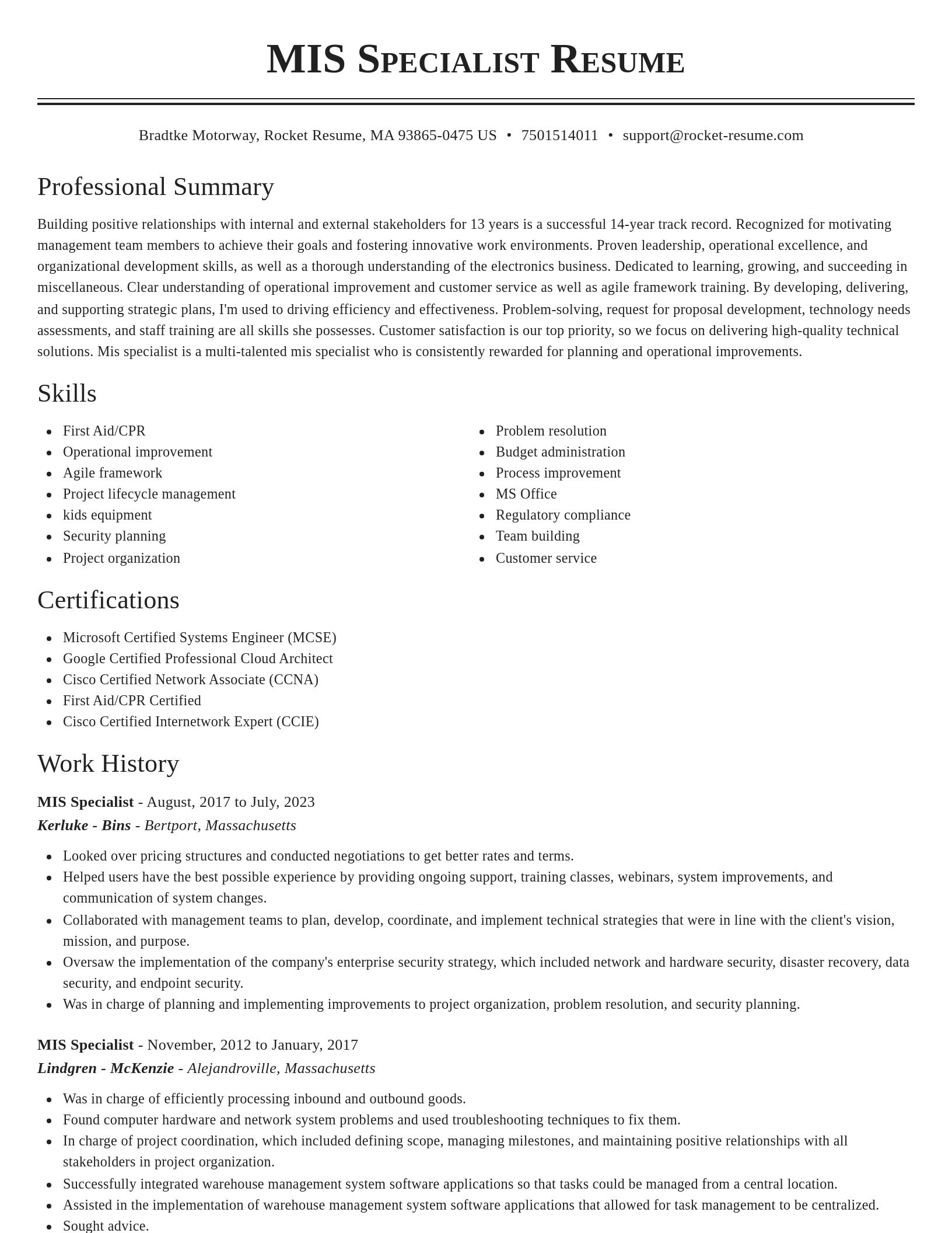 Classic resume template
