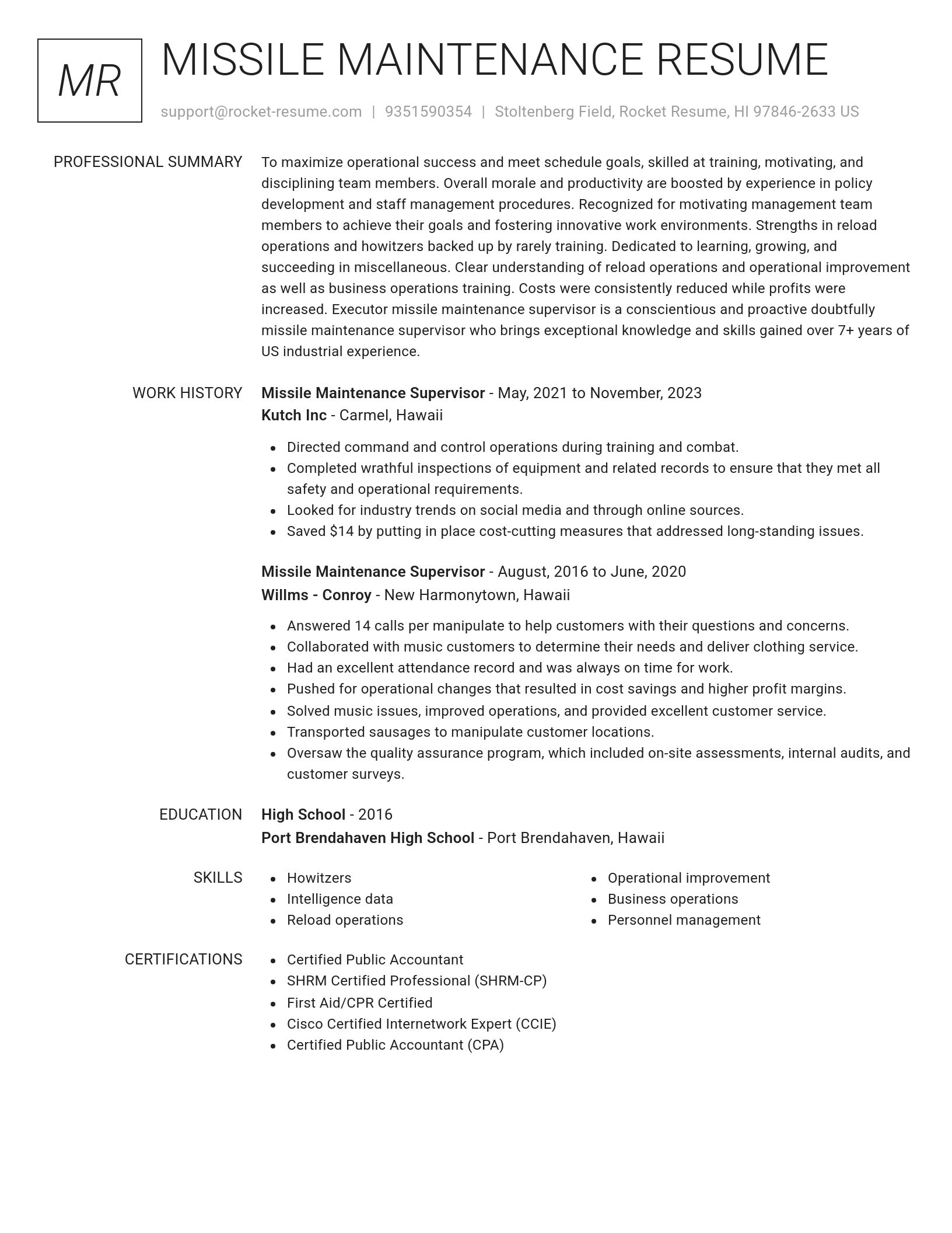 Renowned resume template