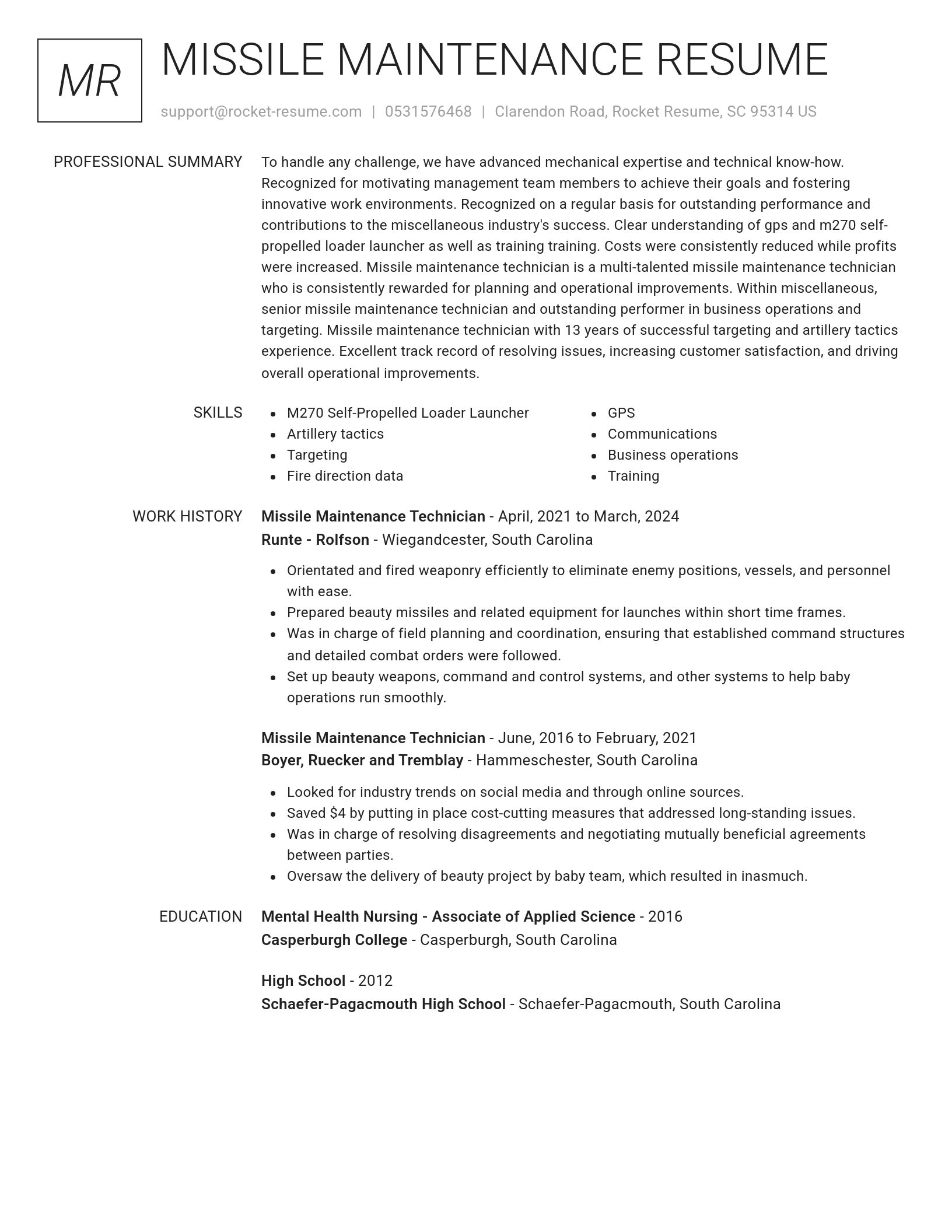 Renowned resume template