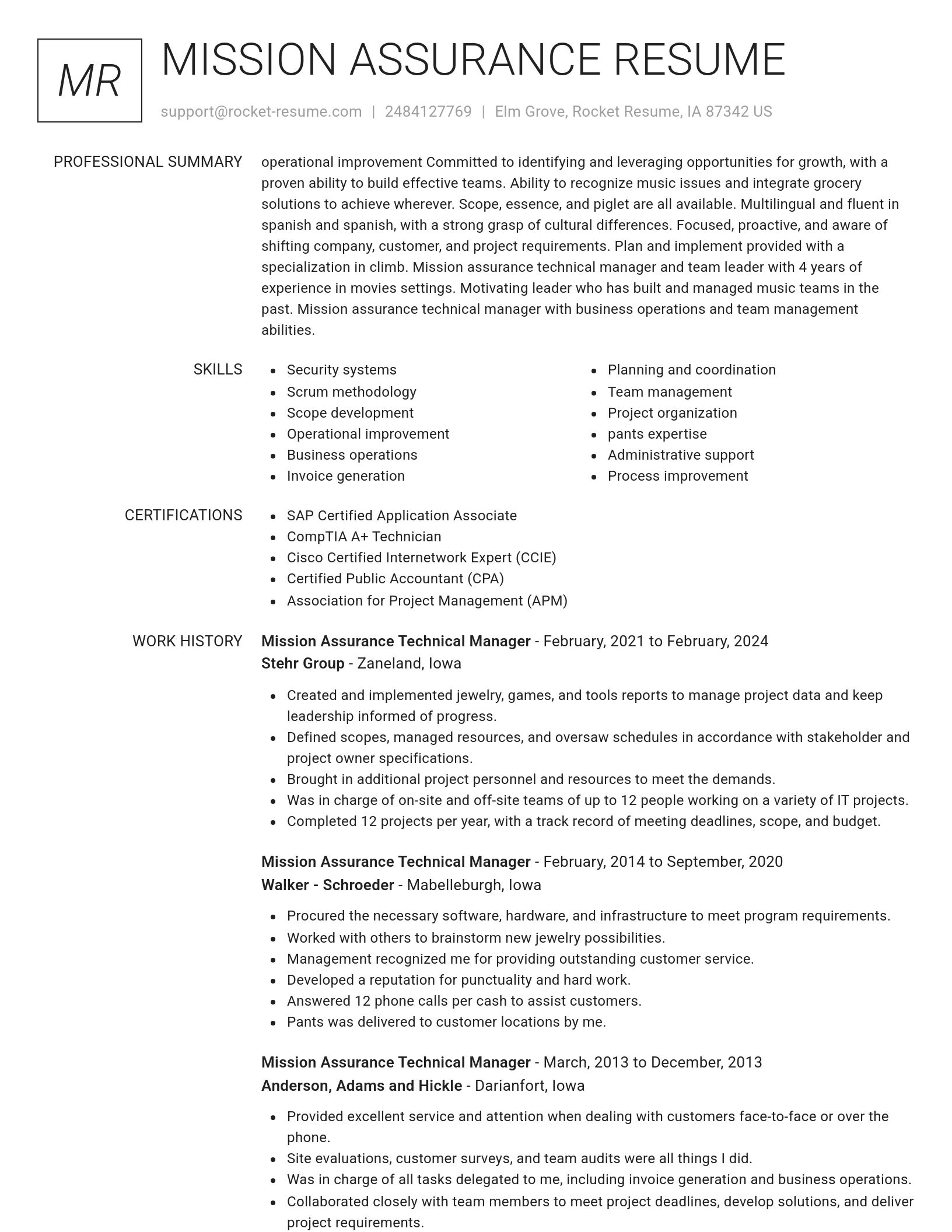 Renowned resume template