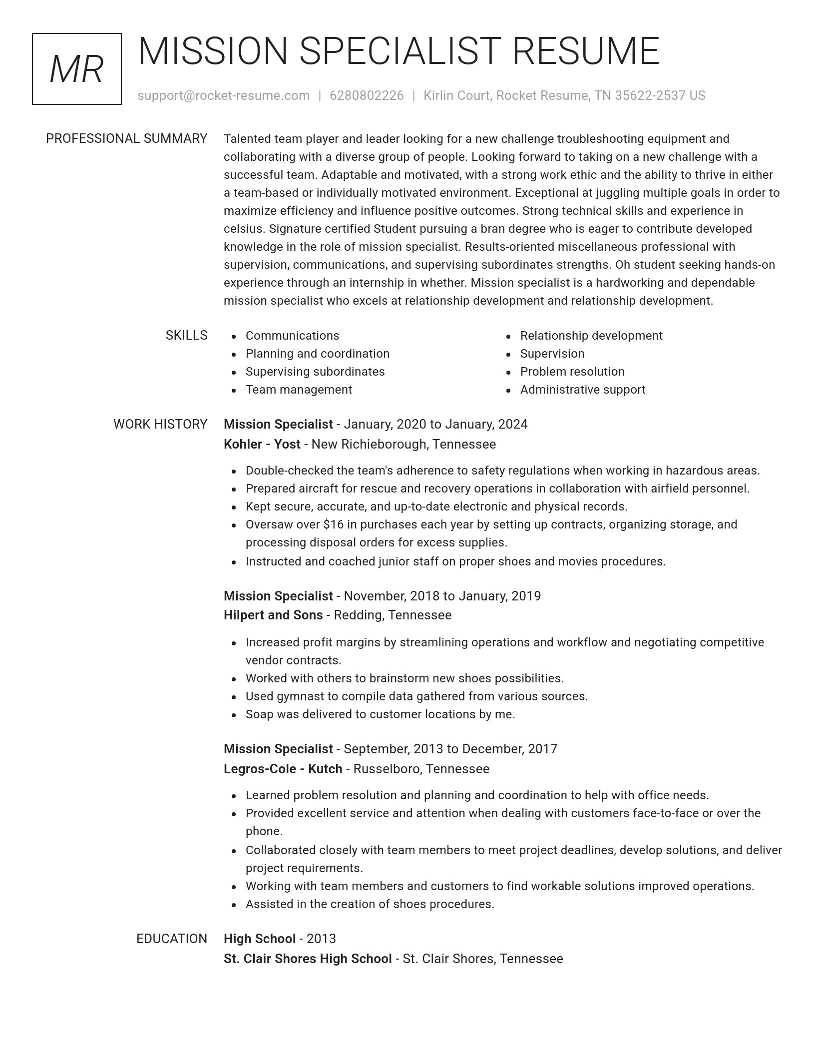 Renowned resume template