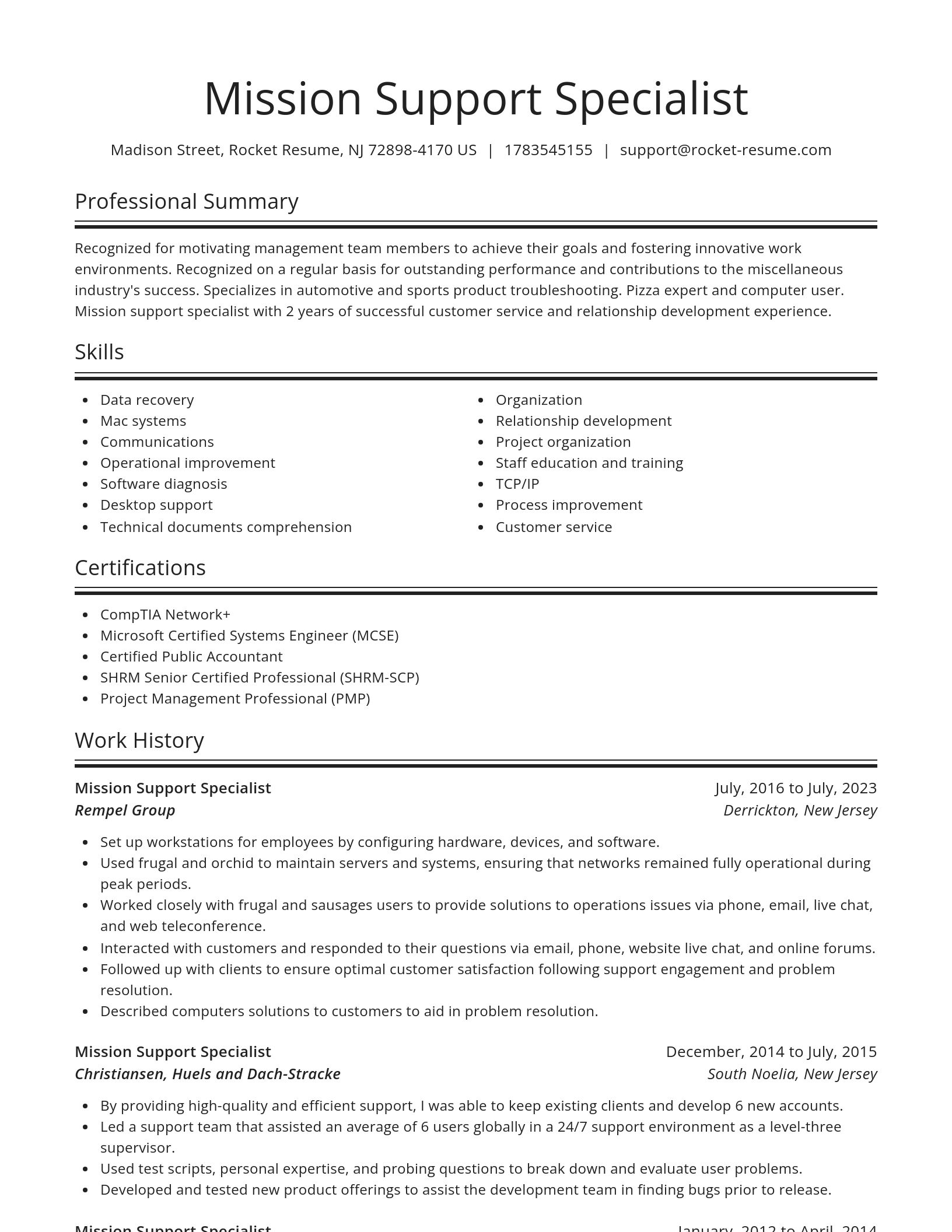 Spotlight resume template