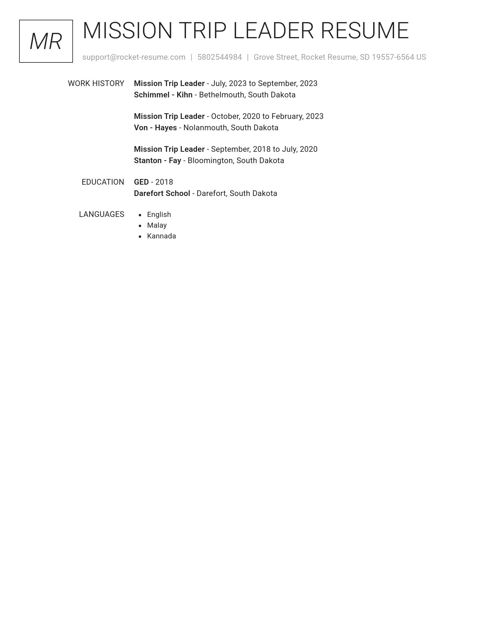 Renowned resume template