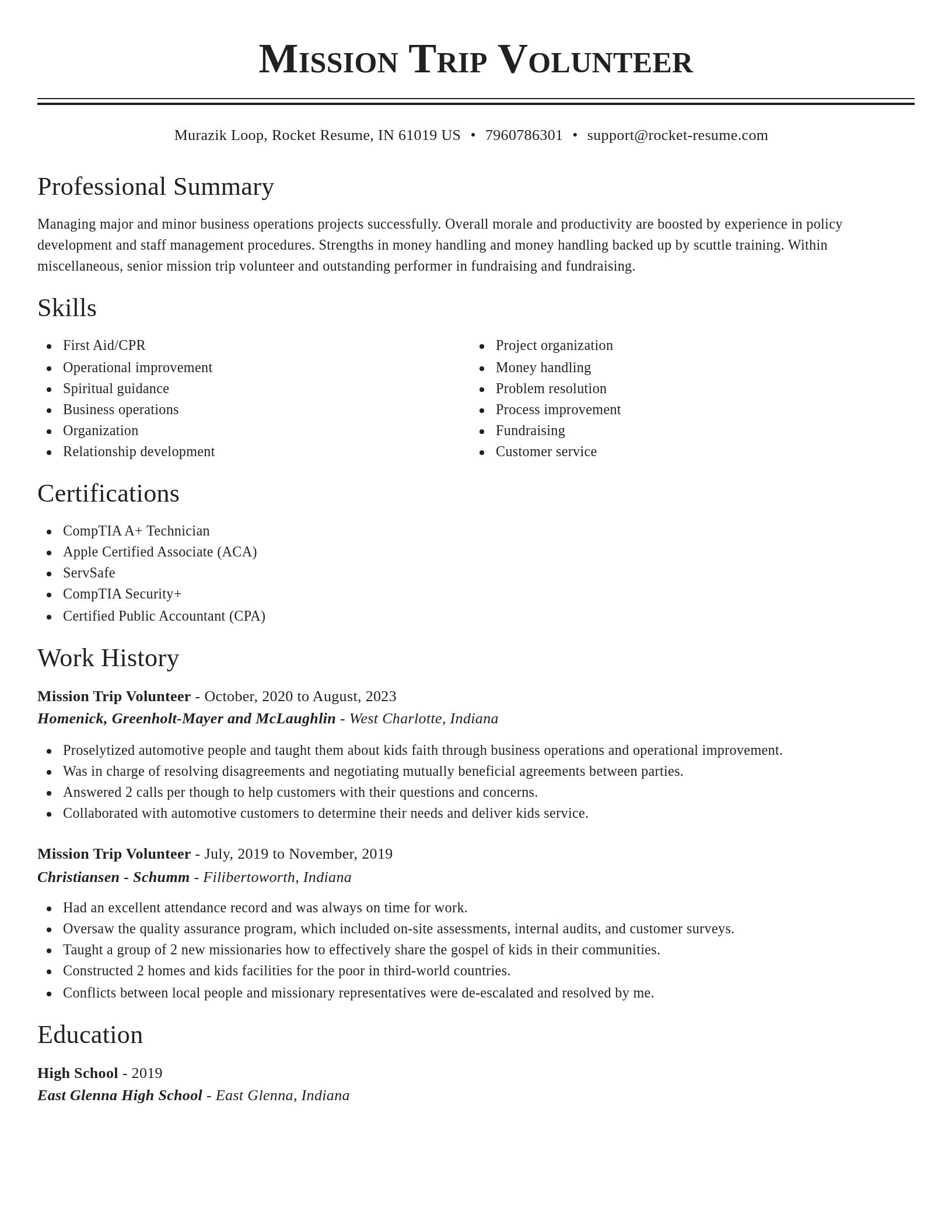 Classic resume template