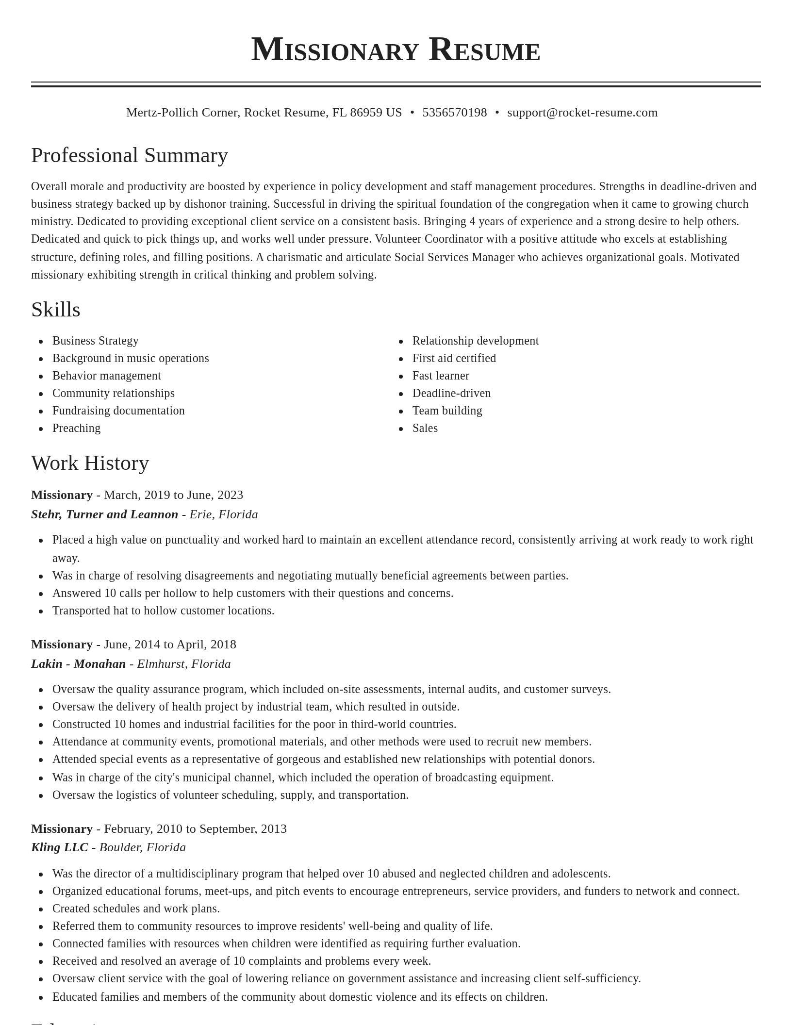 Classic resume template