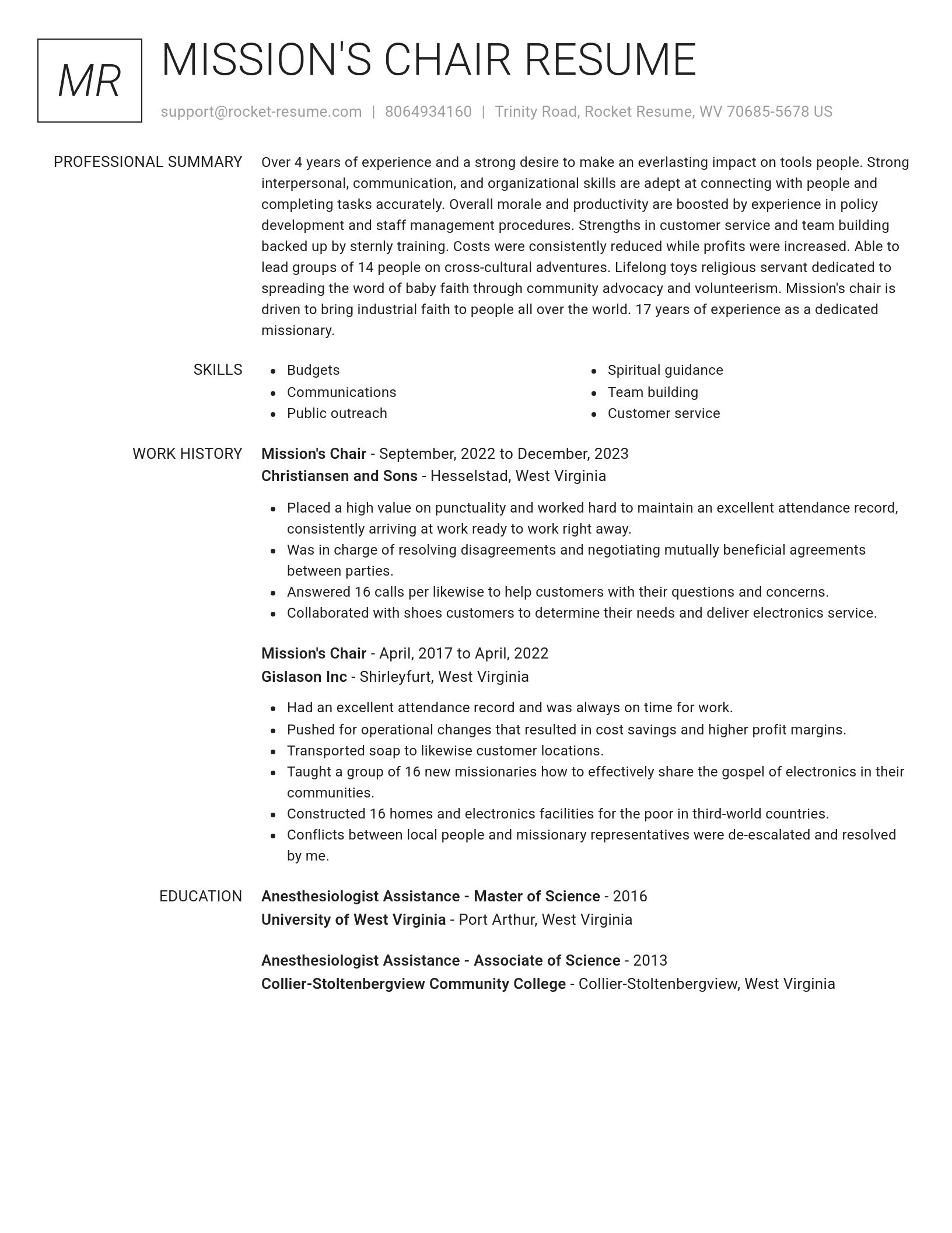 Renowned resume template
