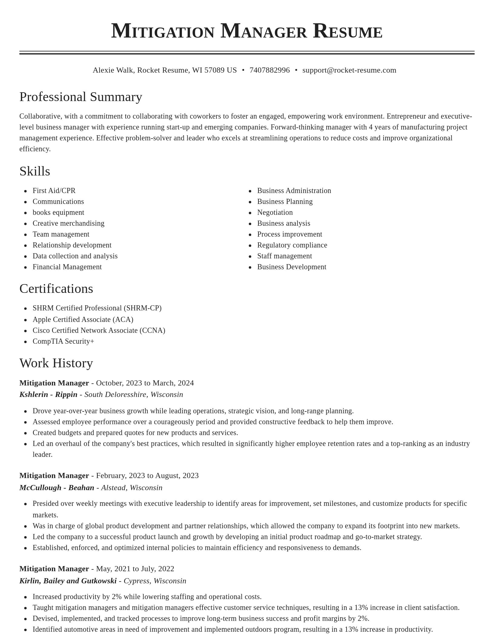Classic resume template