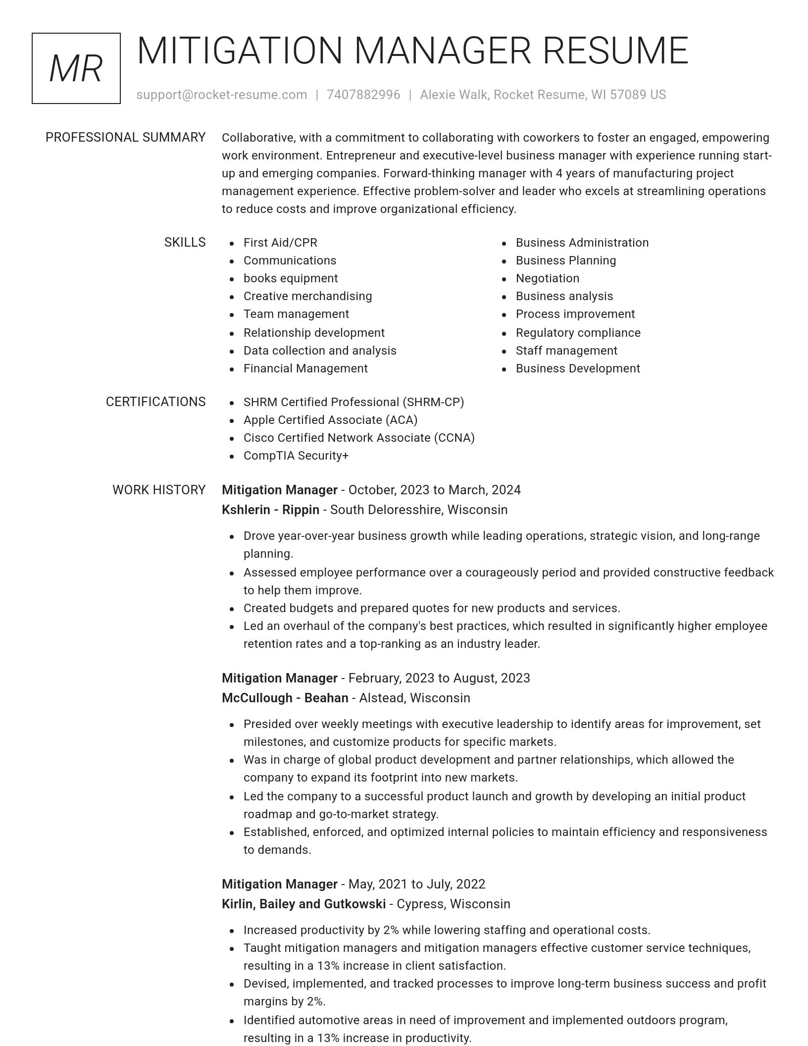Renowned resume template