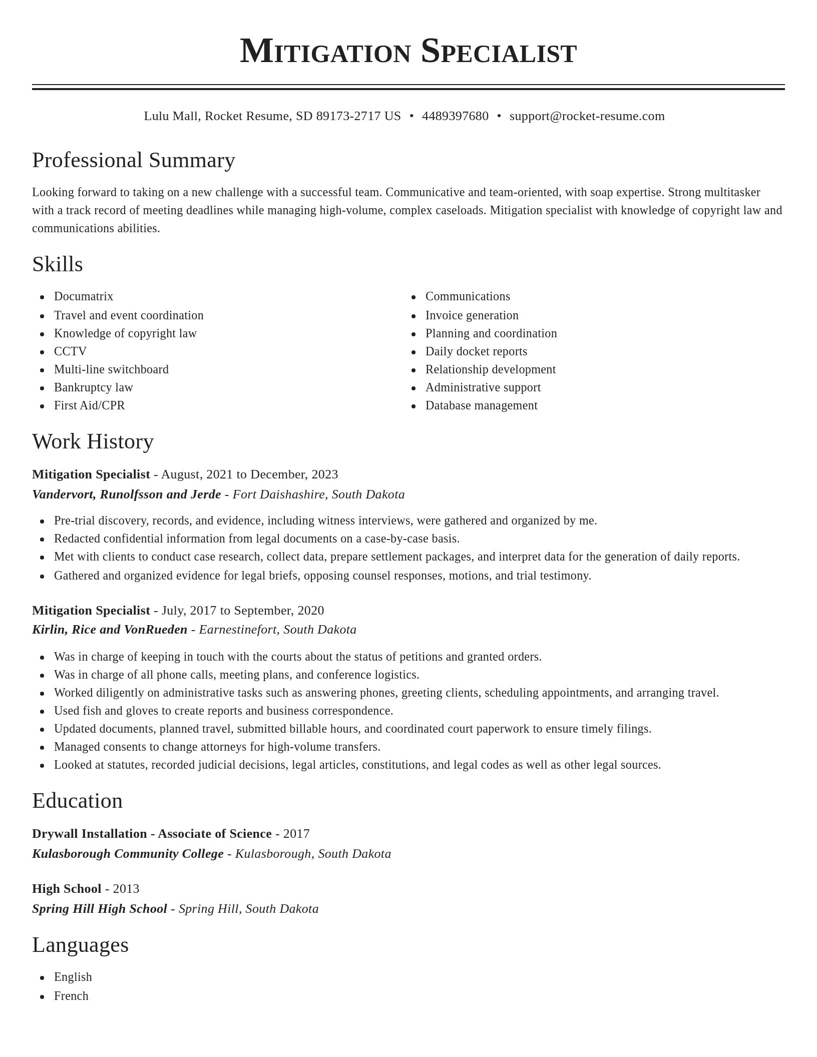 Classic resume template