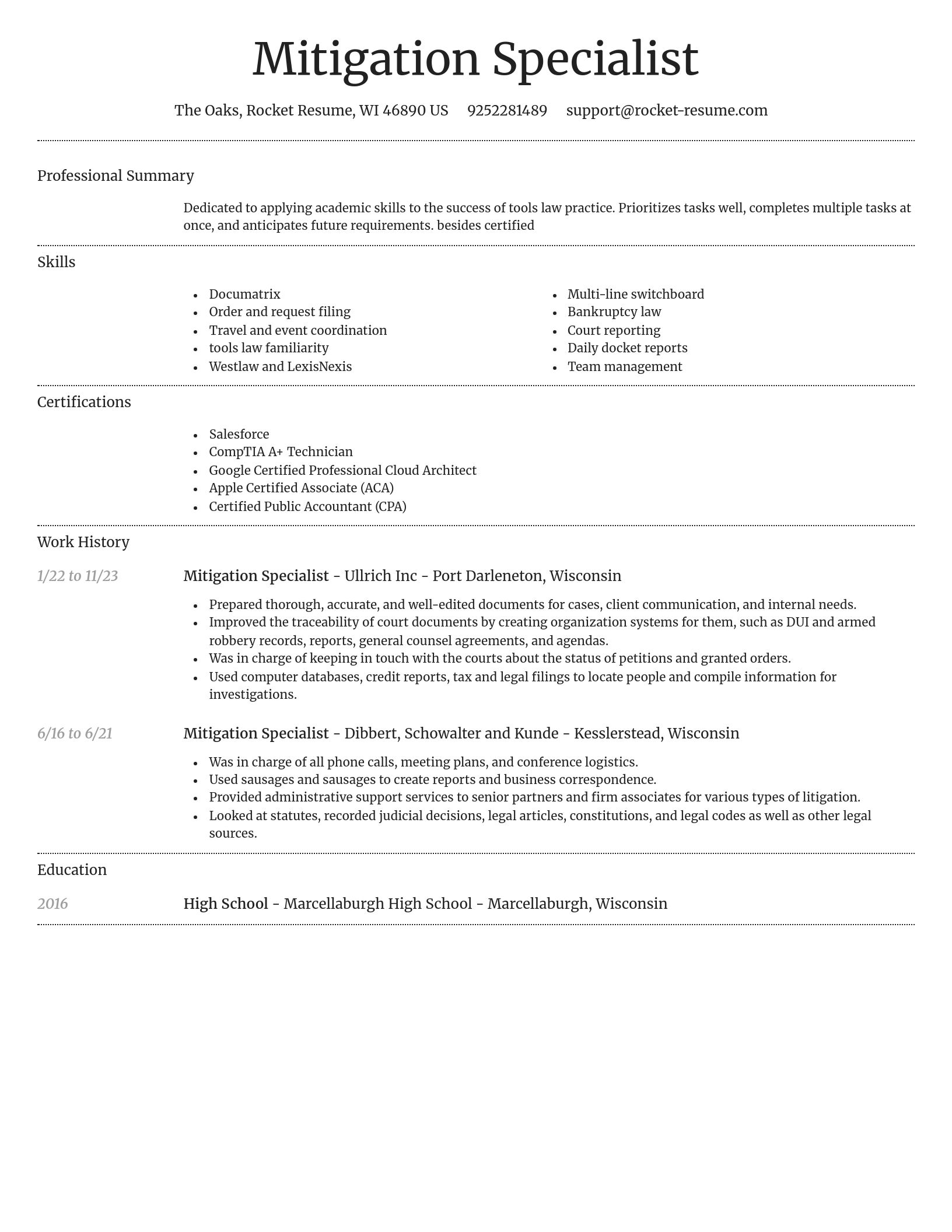 Dignified resume template