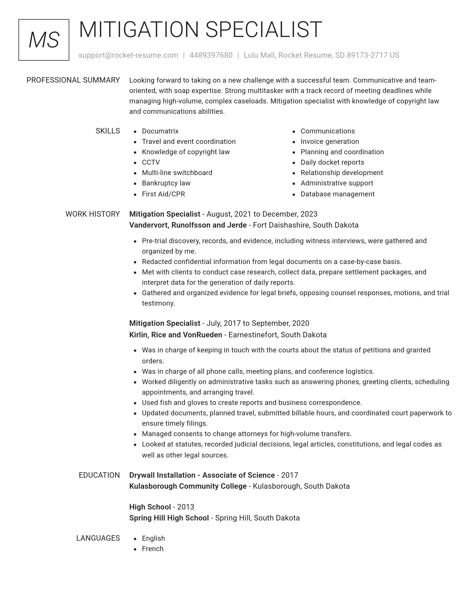 Renowned resume template