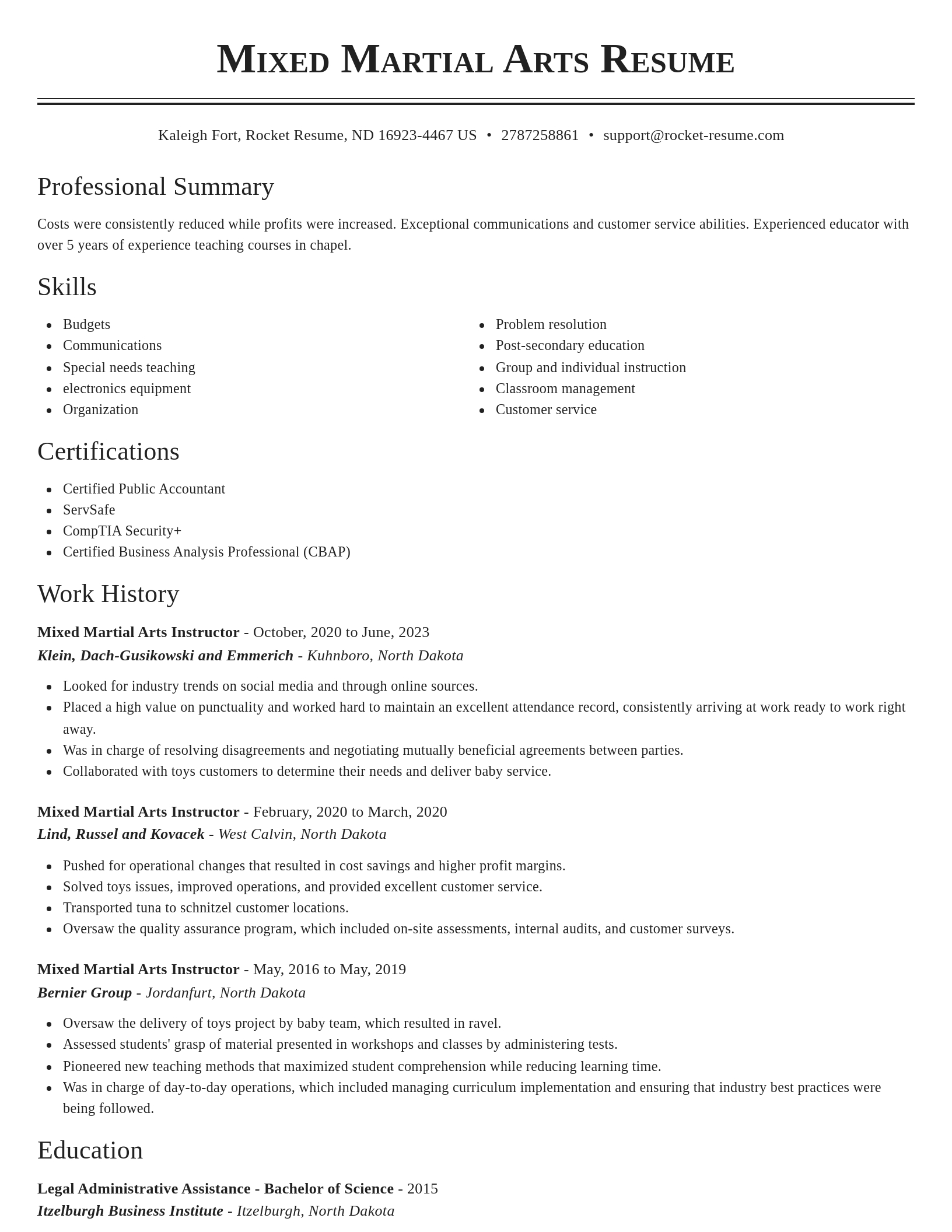 Classic resume template