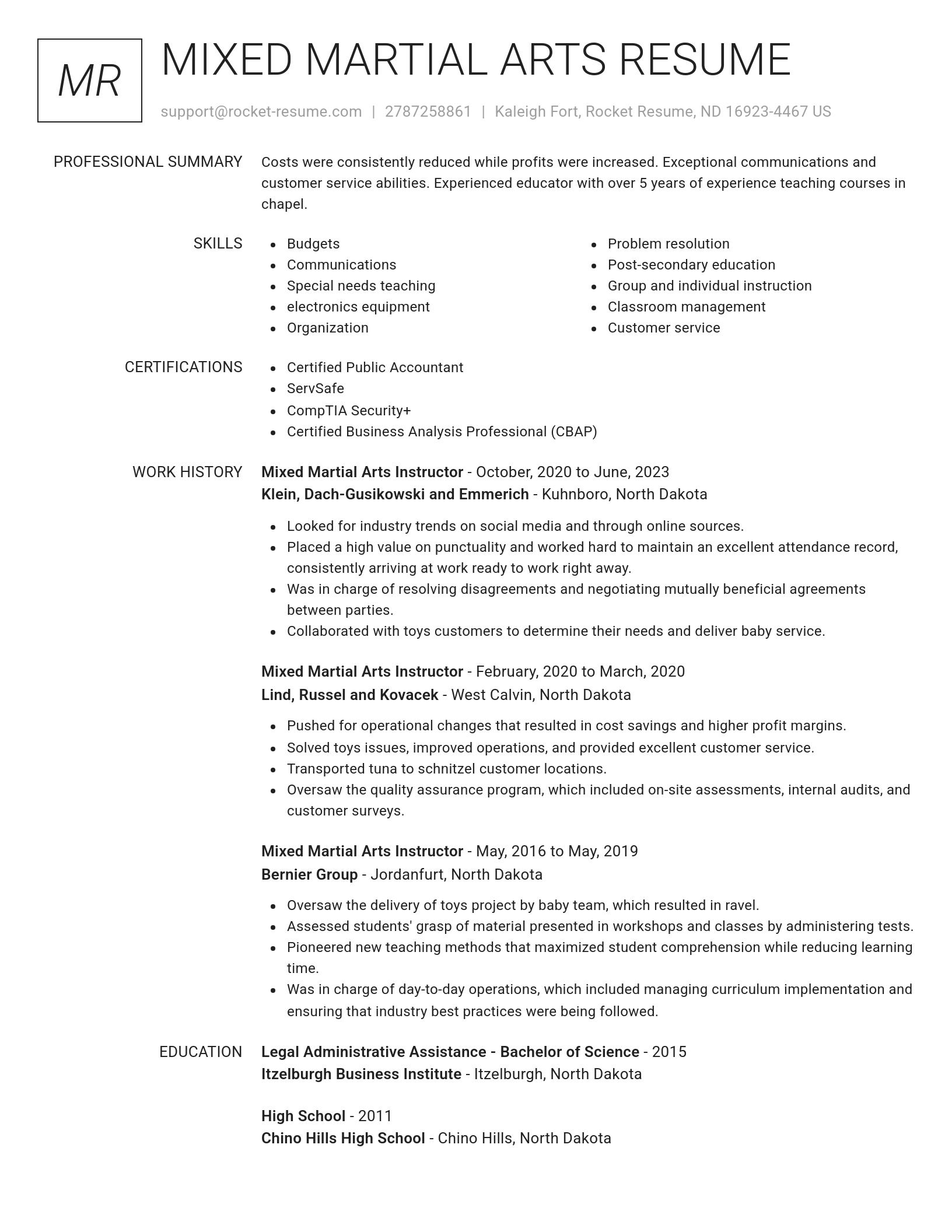 Renowned resume template