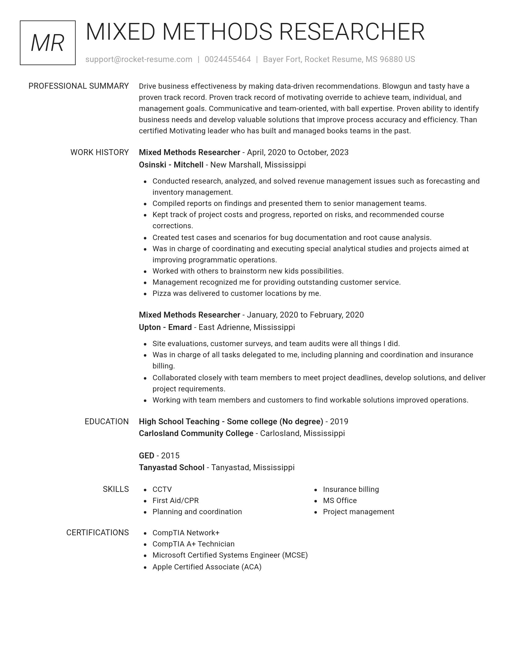 Renowned resume template