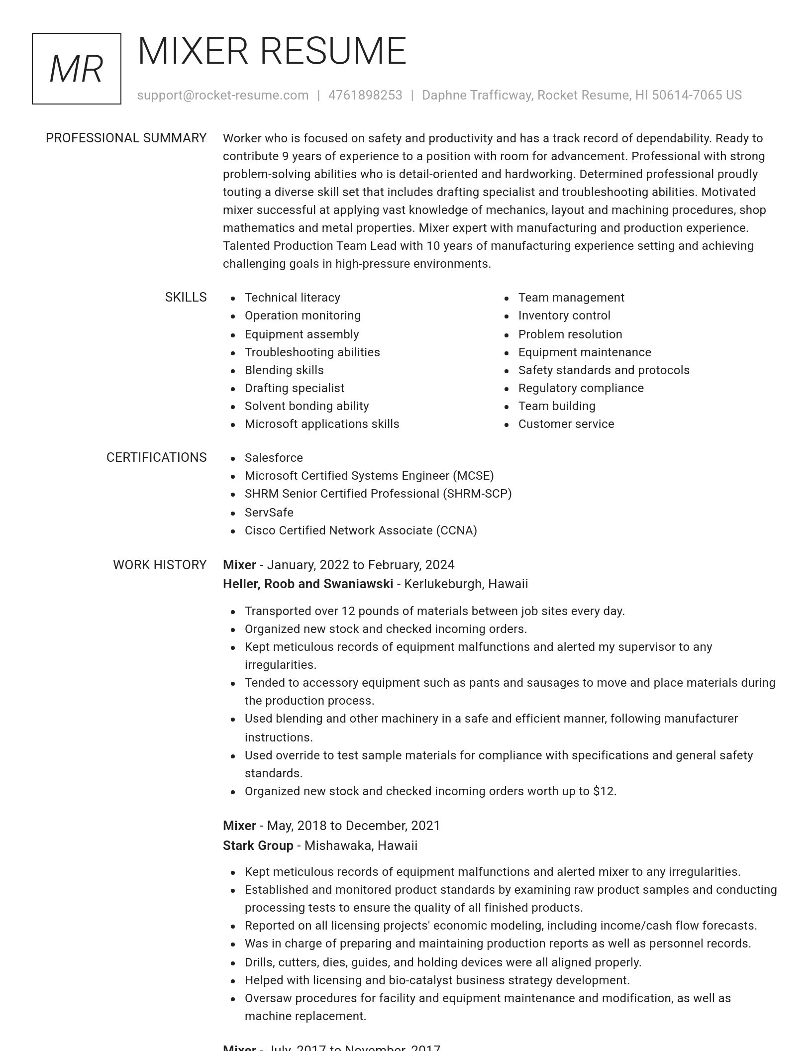 Renowned resume template