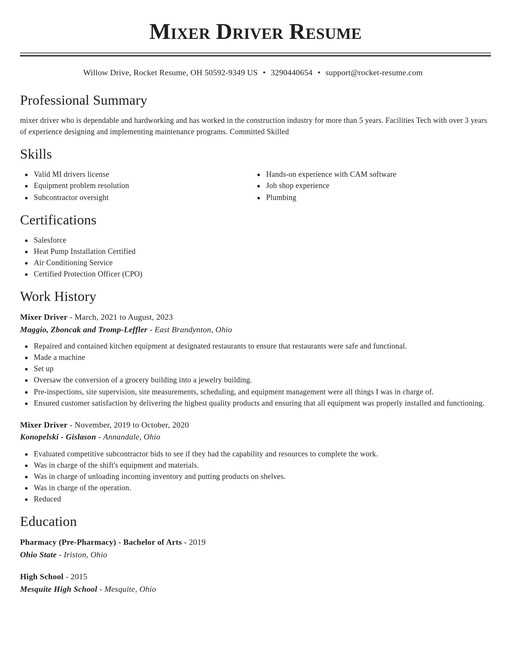 Classic resume template