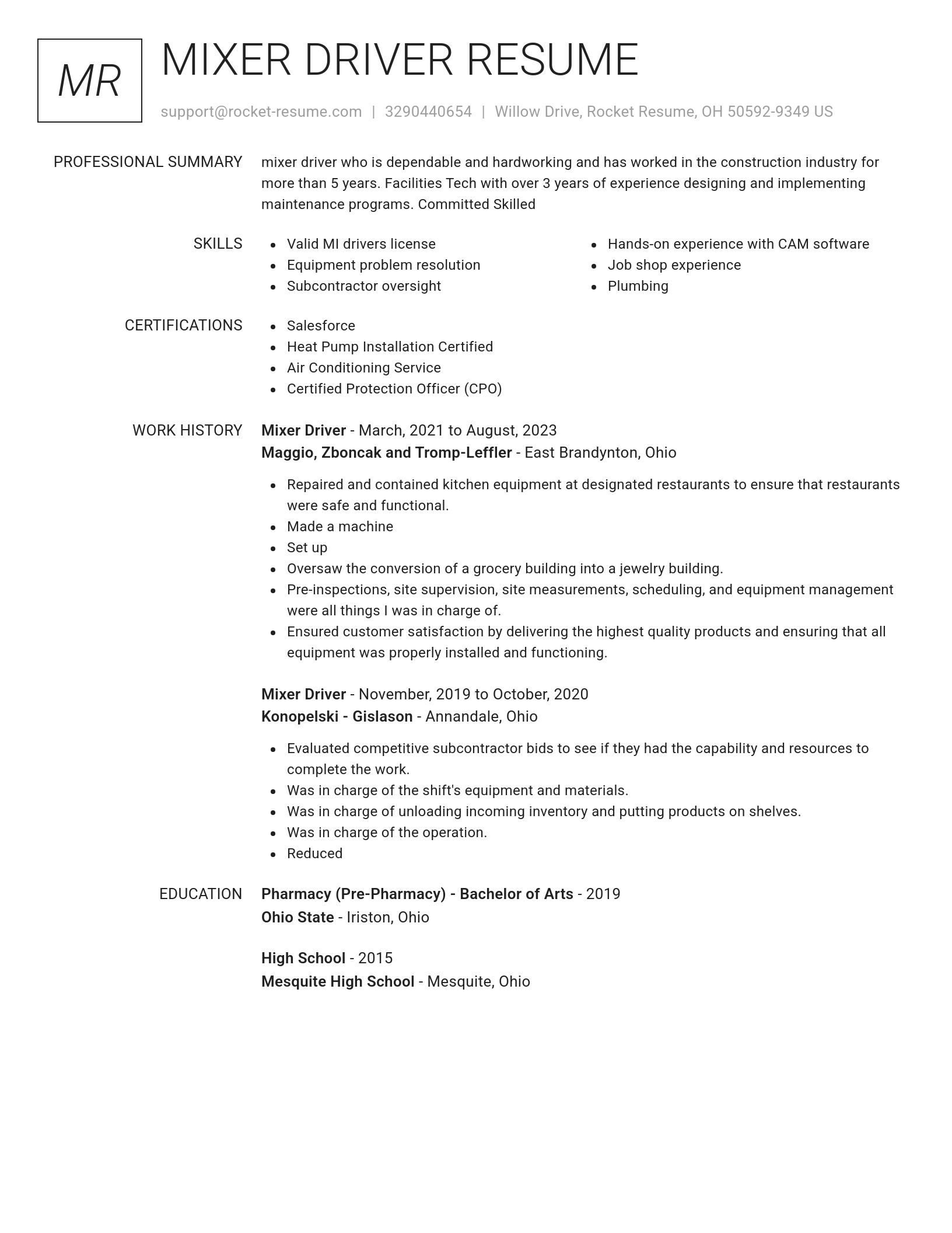 Renowned resume template