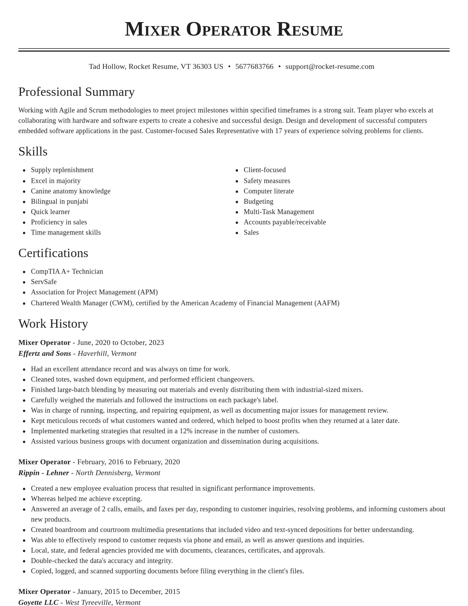 Classic resume template
