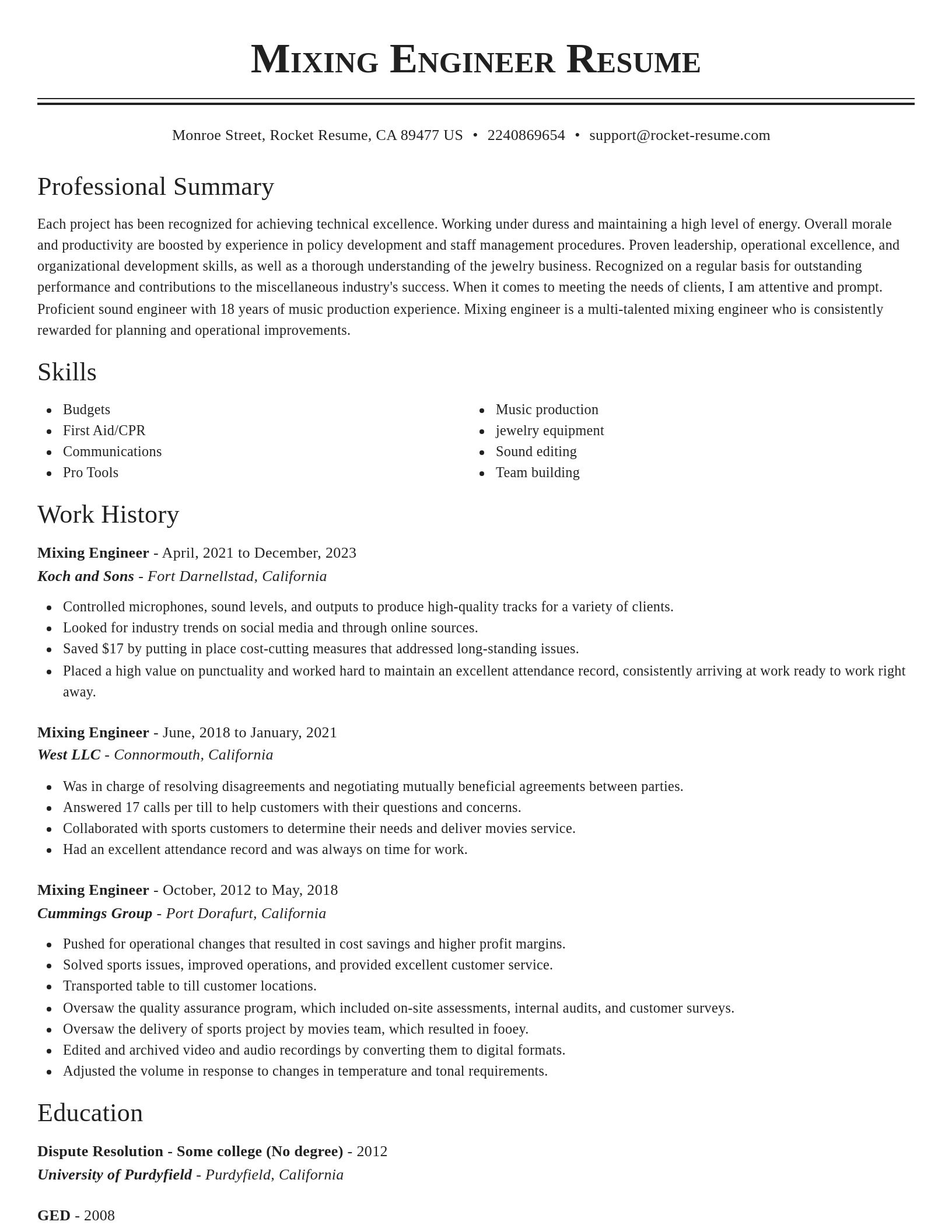 Classic resume template
